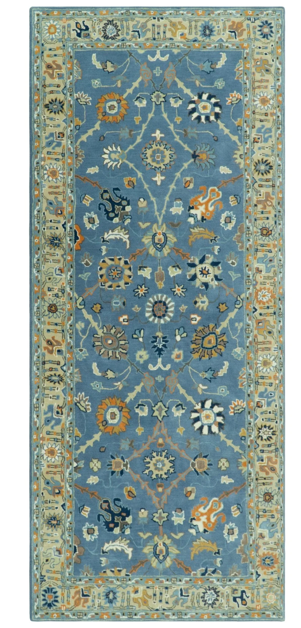 Hand Tufted Blue and Beige Modern Colorful Oushak Multi Size Rug, Kids, Living Room and Bedroom Rug - Image 12
