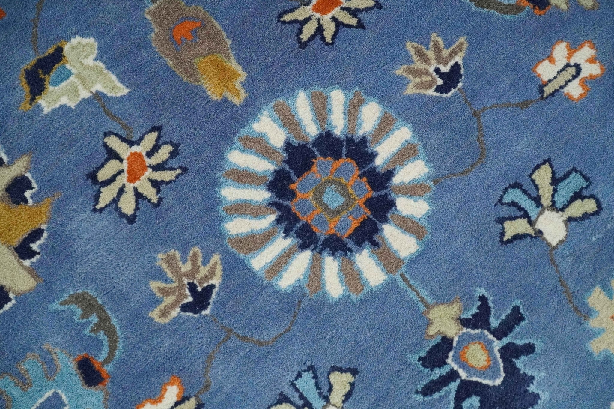 Hand Tufted Blue and Beige Modern Colorful Oushak Multi Size Rug, Kids, Living Room and Bedroom Rug - Image 4
