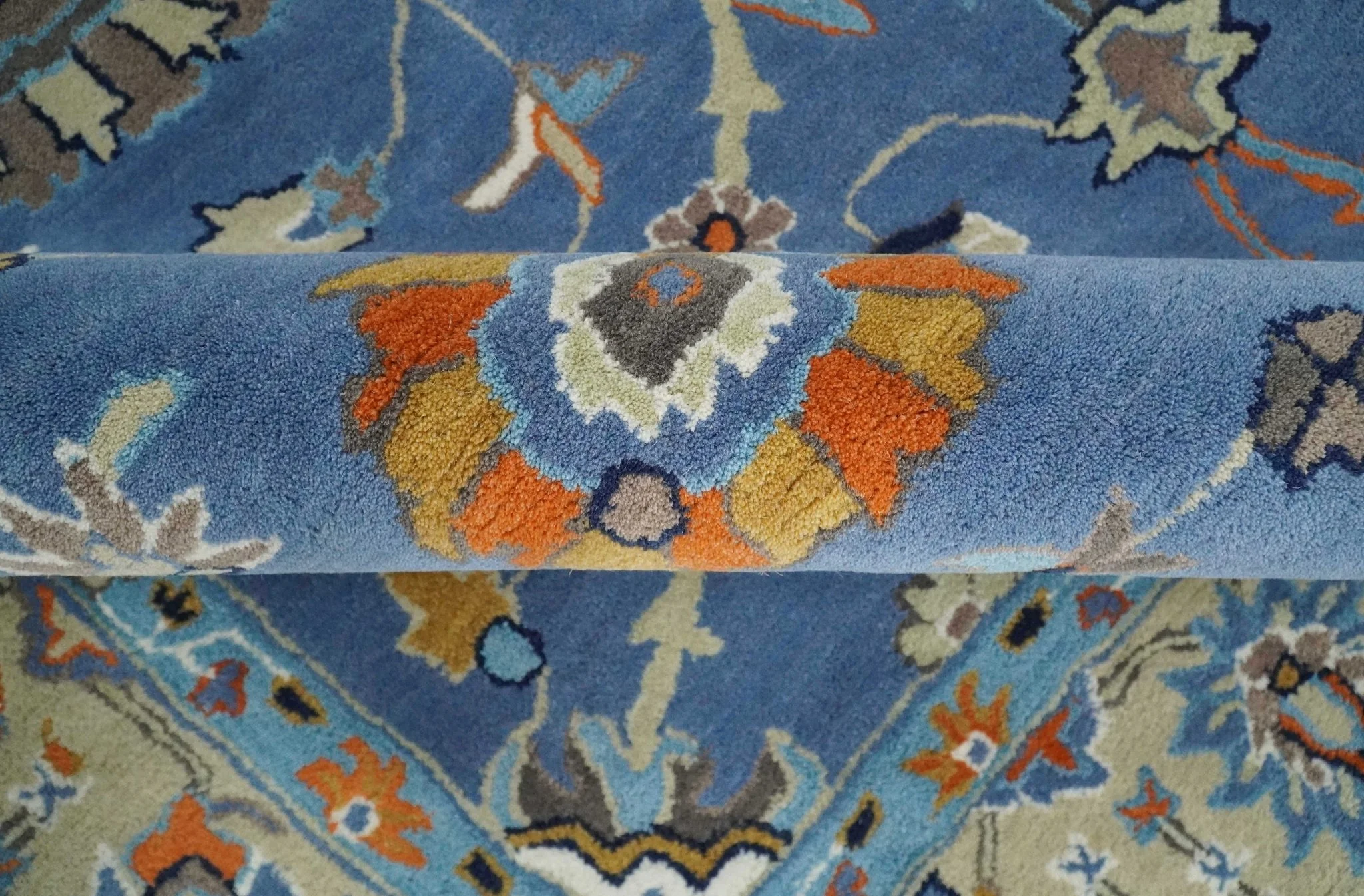 Hand Tufted Blue and Beige Modern Colorful Oushak Multi Size Rug, Kids, Living Room and Bedroom Rug - Image 6