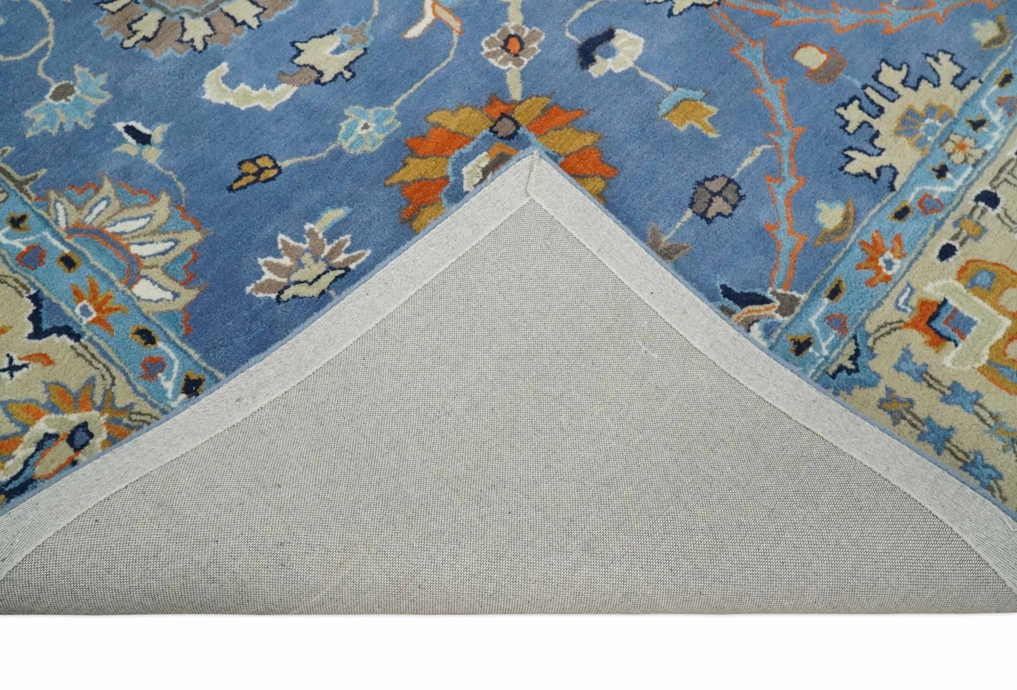 Hand Tufted Blue and Beige Modern Colorful Oushak Multi Size Rug, Kids, Living Room and Bedroom Rug - Image 7