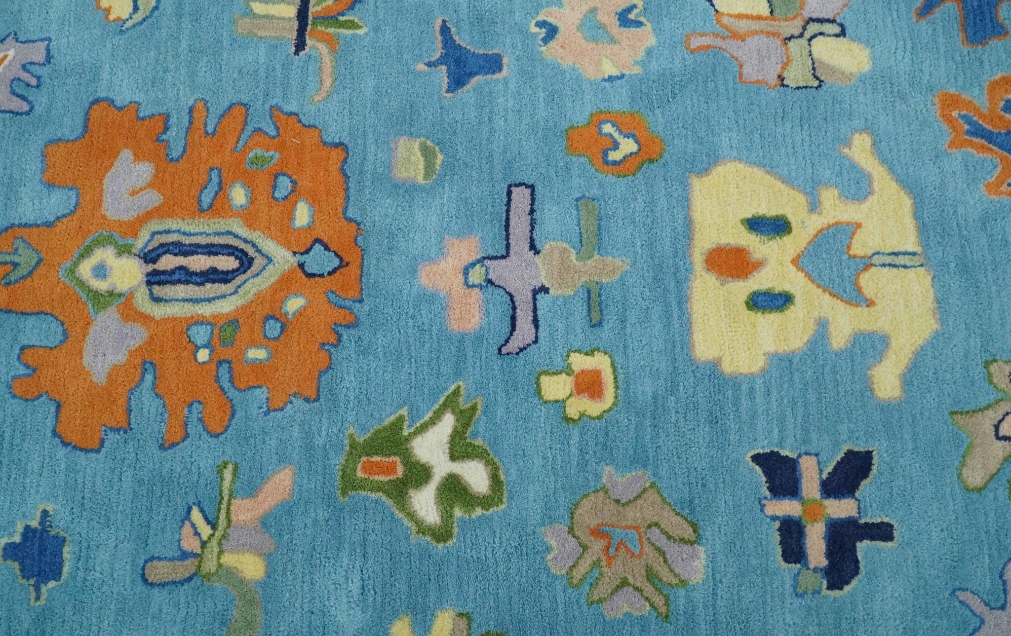 Hand Tufted Blue and Ivory Multi Size Modern Colorful Oushak Rug, Kids, Living Room and Bedroom Rug - Image 8