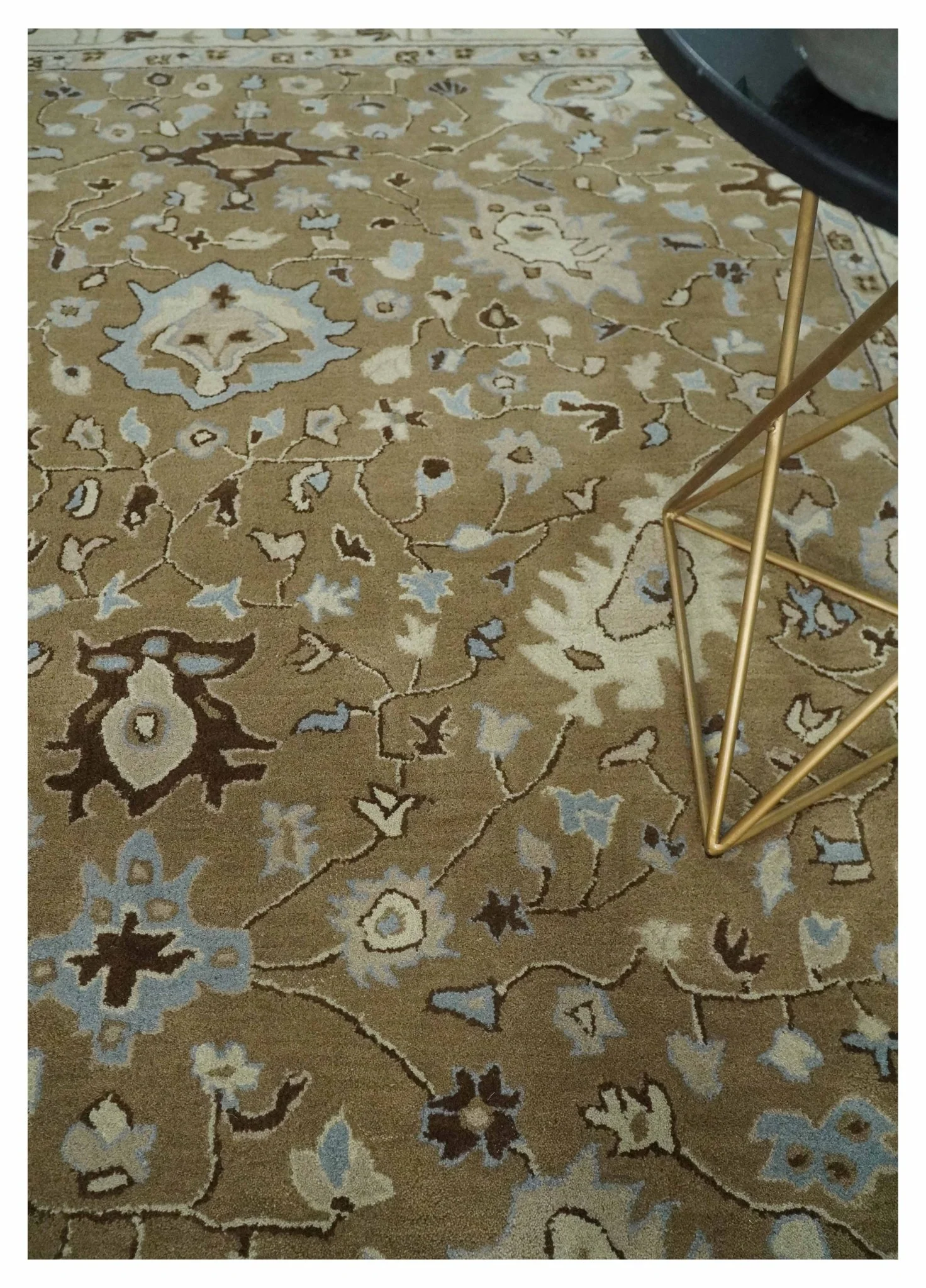Hand Tufted Earthy Camel and Beige 8x10 Traditional Oushak Rug - Image 2