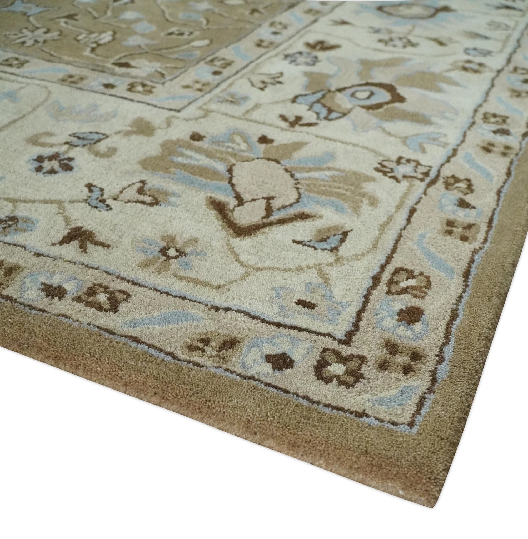 Hand Tufted Earthy Camel and Beige 8x10 Traditional Oushak Rug - Image 5
