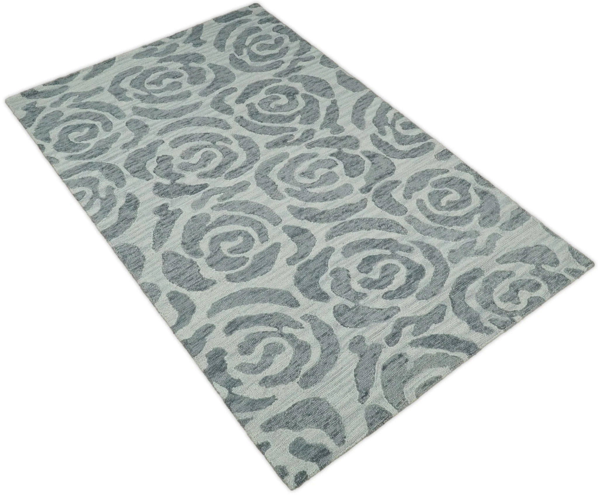 Hand Tufted Contemporary Gray and Silver Wool Area Rug - Image 10