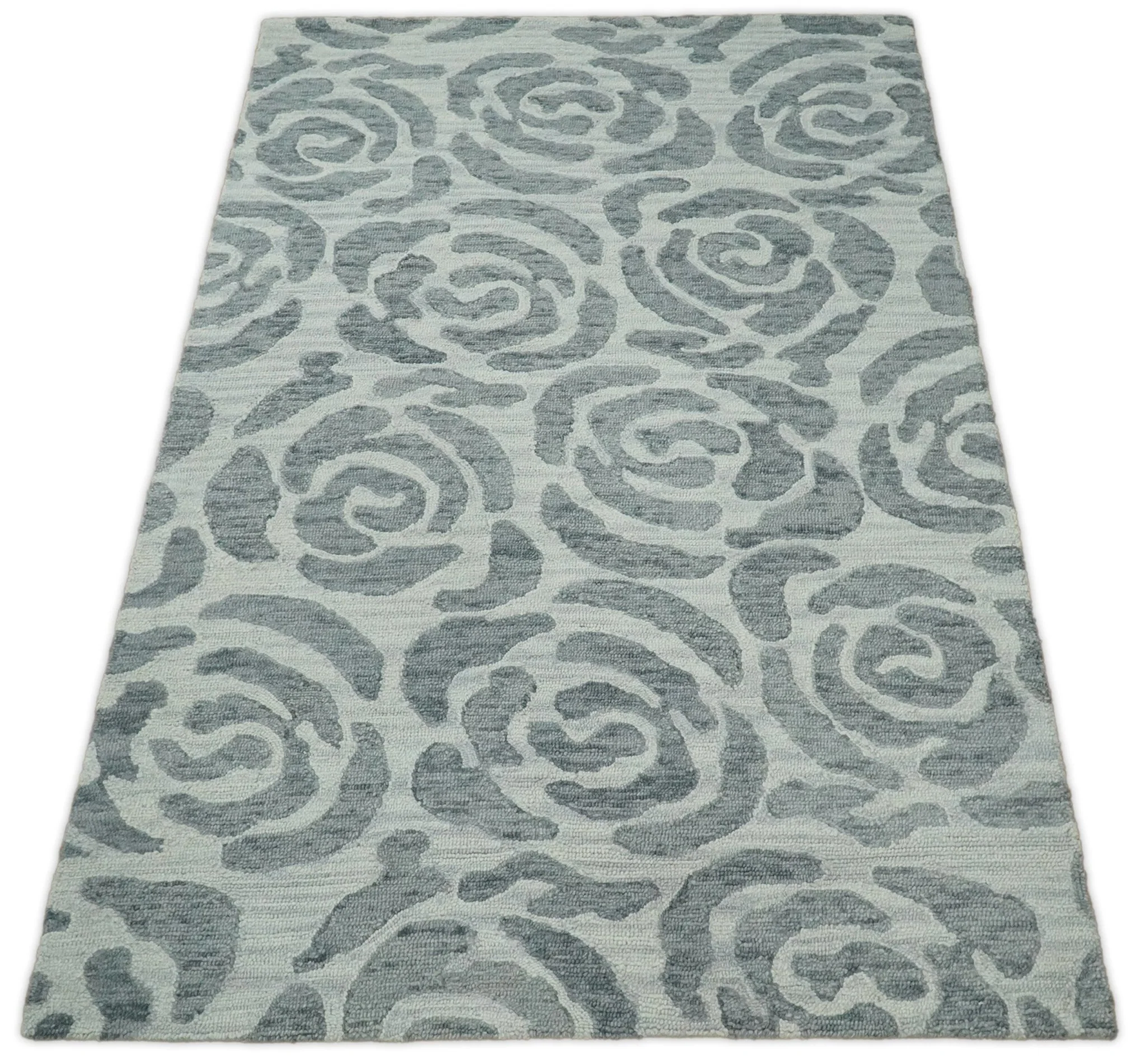 Hand Tufted Contemporary Gray and Silver Wool Area Rug - Image 11