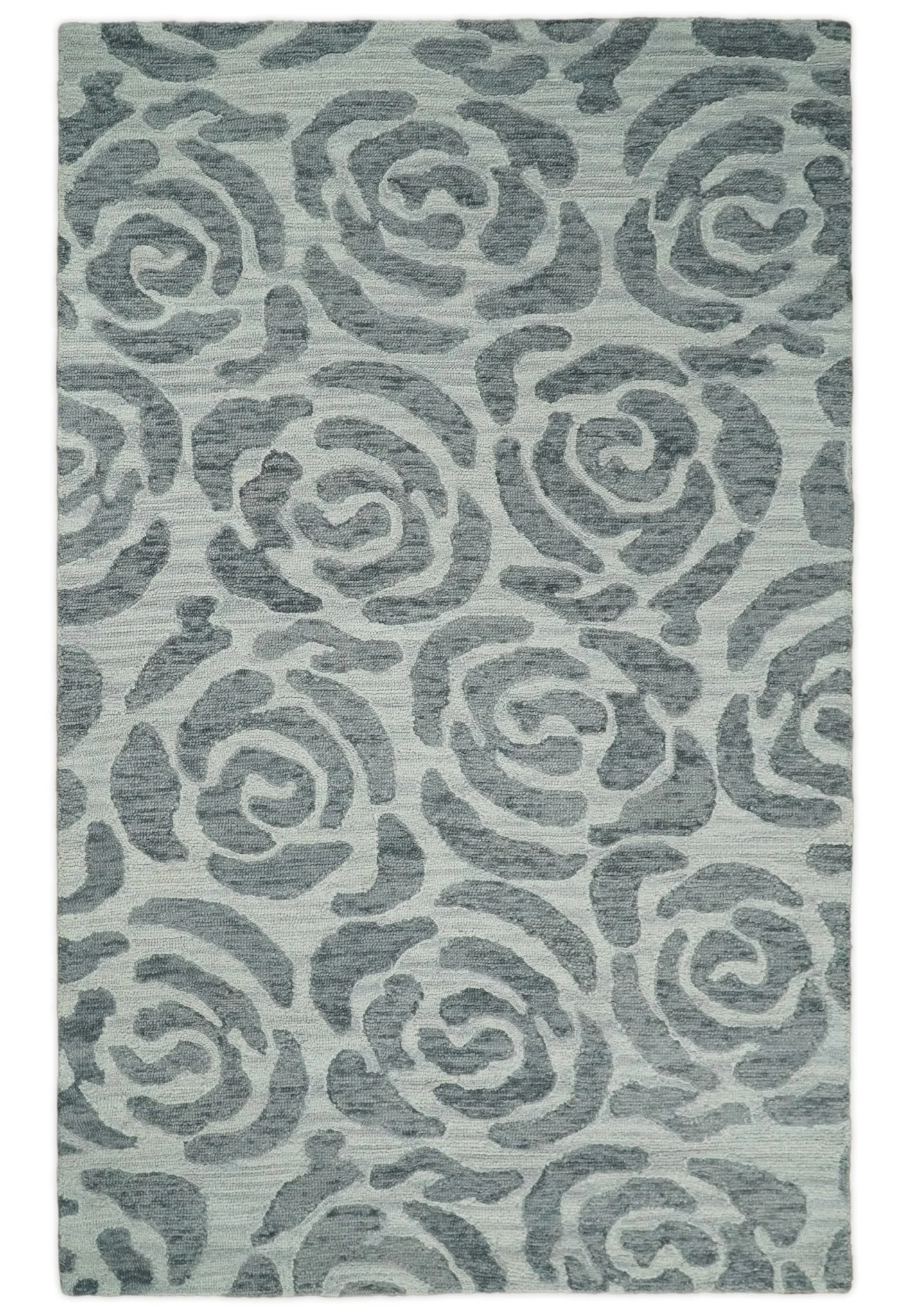 Hand Tufted Contemporary Gray and Silver Wool Area Rug - Image 12
