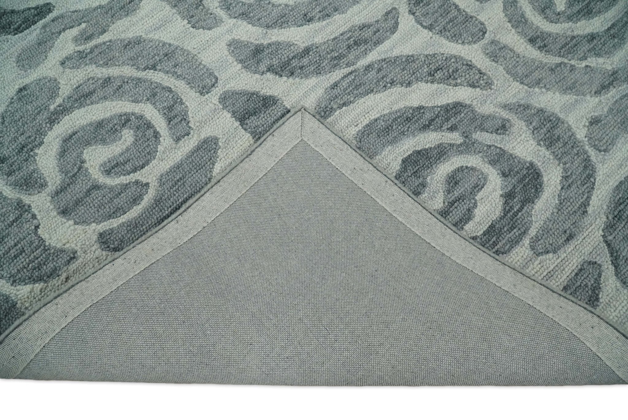Hand Tufted Contemporary Gray and Silver Wool Area Rug - Image 7