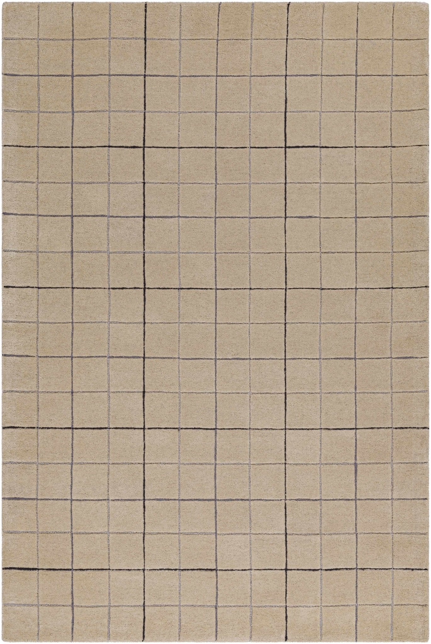 Hand Tufted Contemporary Pattern Tan And Black Wool Area Rug - Image 2