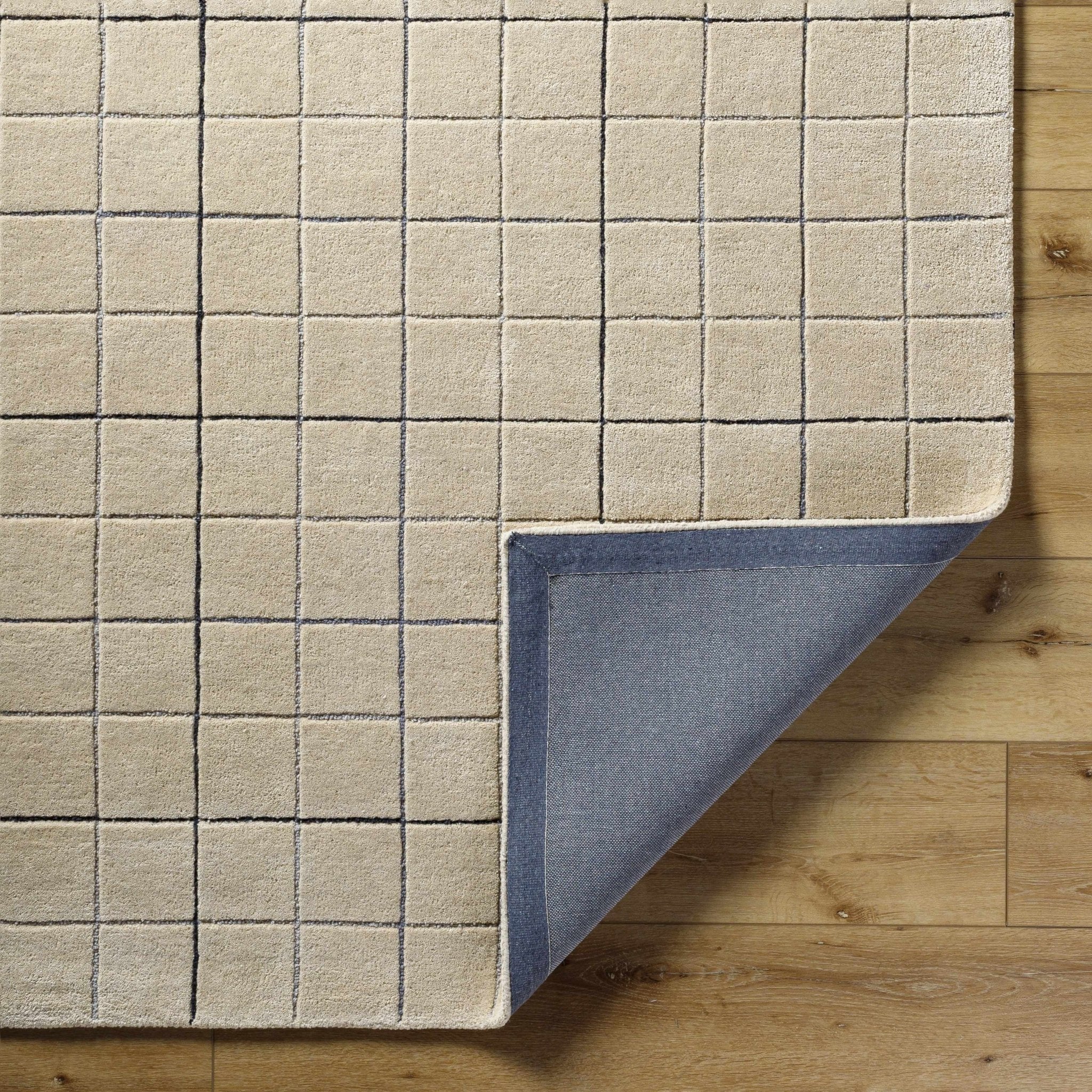 Hand Tufted Contemporary Pattern Tan And Black Wool Area Rug - Image 5
