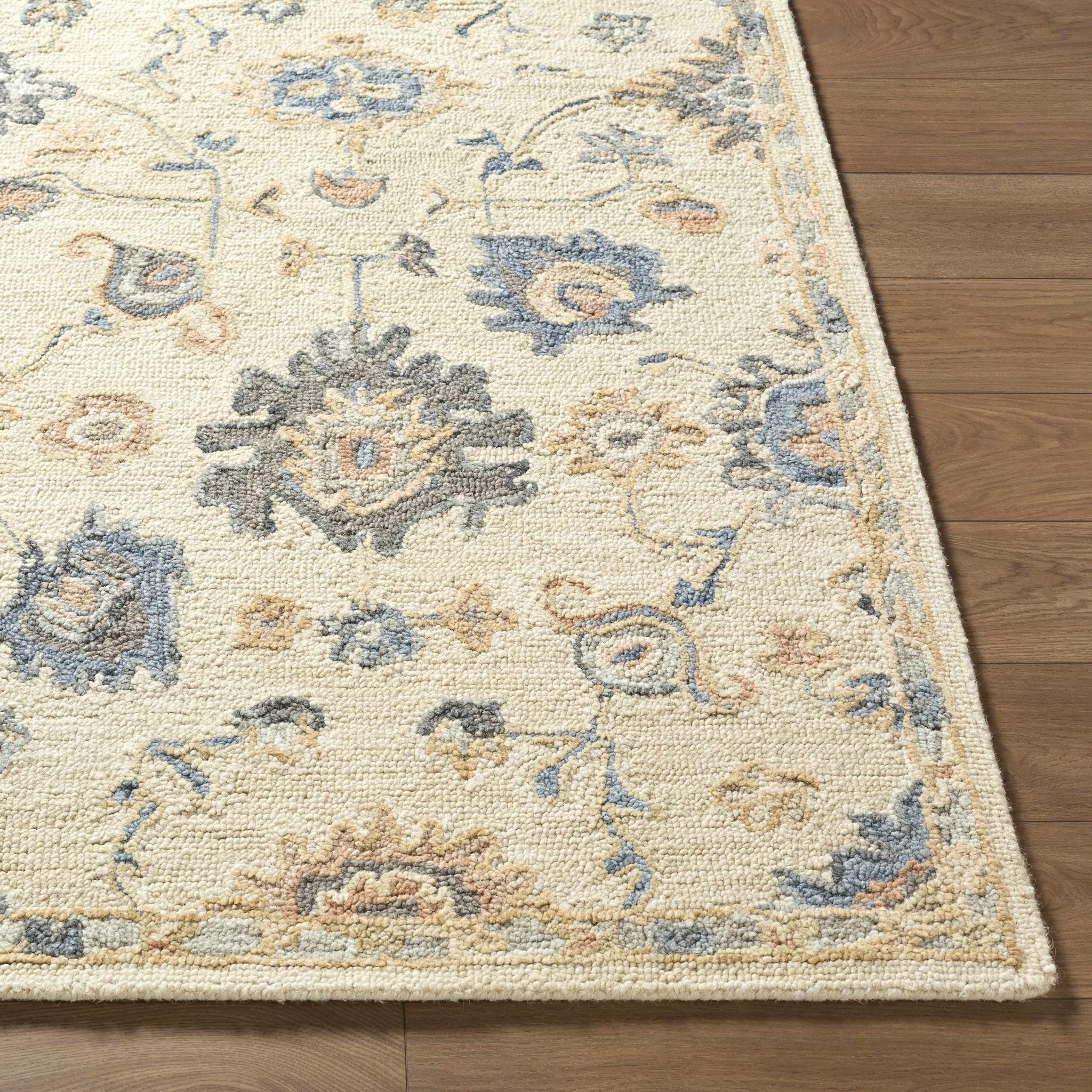 Hand Tufted Cream Traditional Oushak Design Wool Area Rug - Image 4