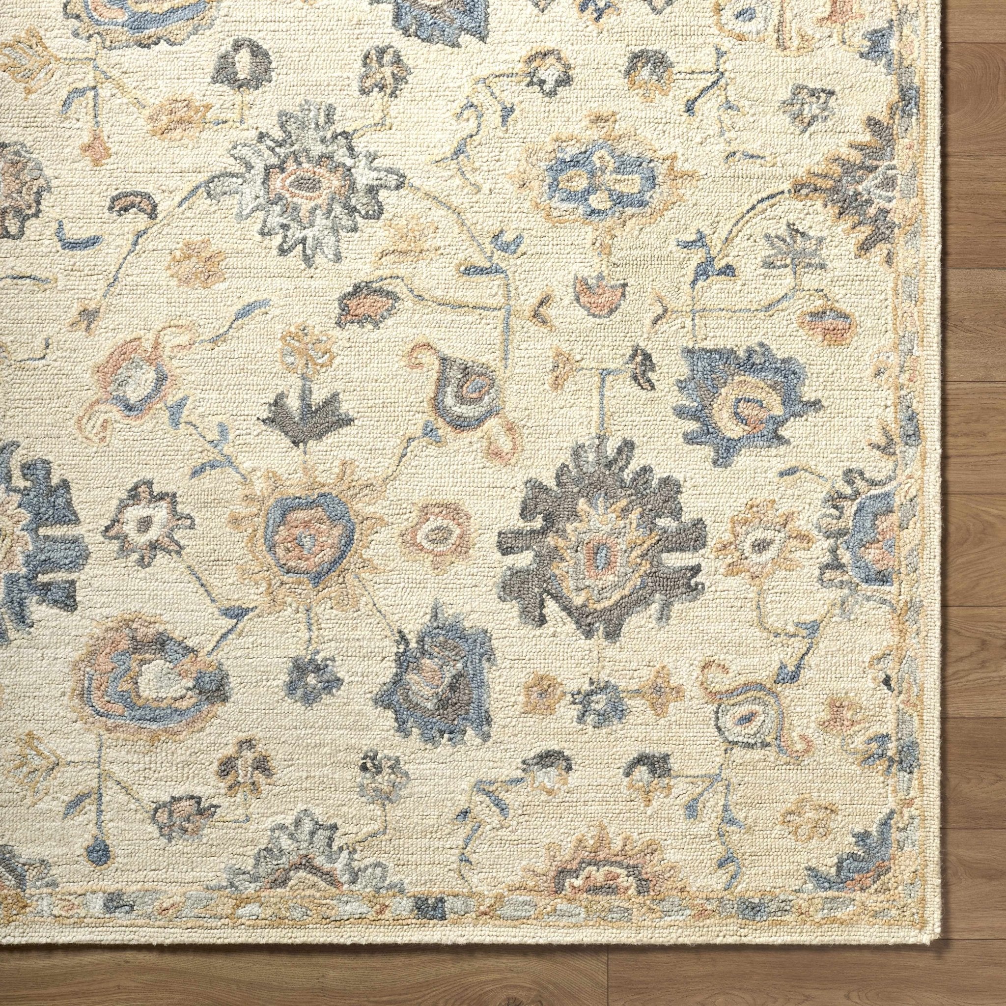 Hand Tufted Cream Traditional Oushak Design Wool Area Rug - Image 7