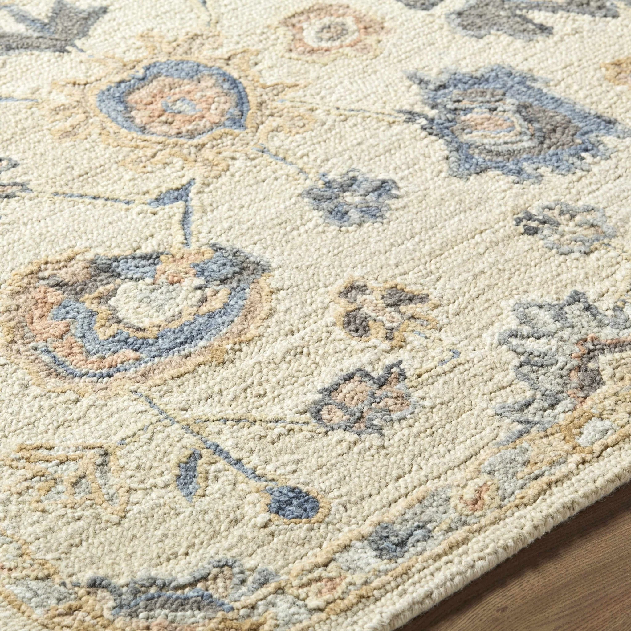 Hand Tufted Cream Traditional Oushak Design Wool Area Rug - Image 8