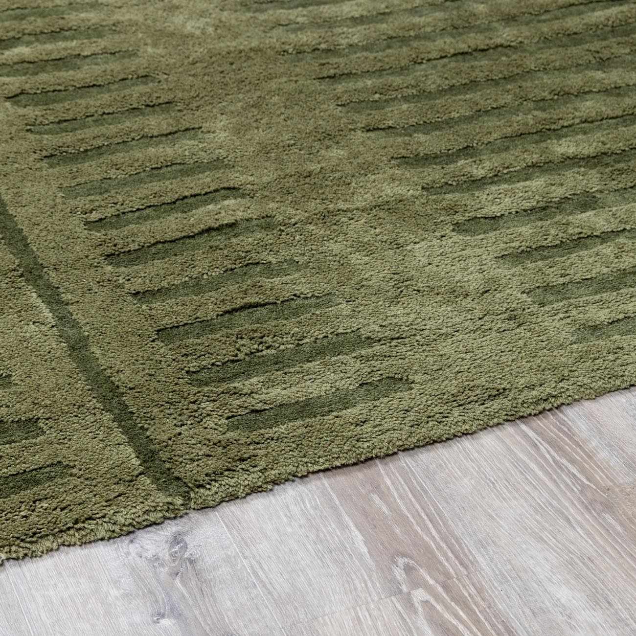 Hand Tufted Green Contemporary Style Wool Rug - Image 14