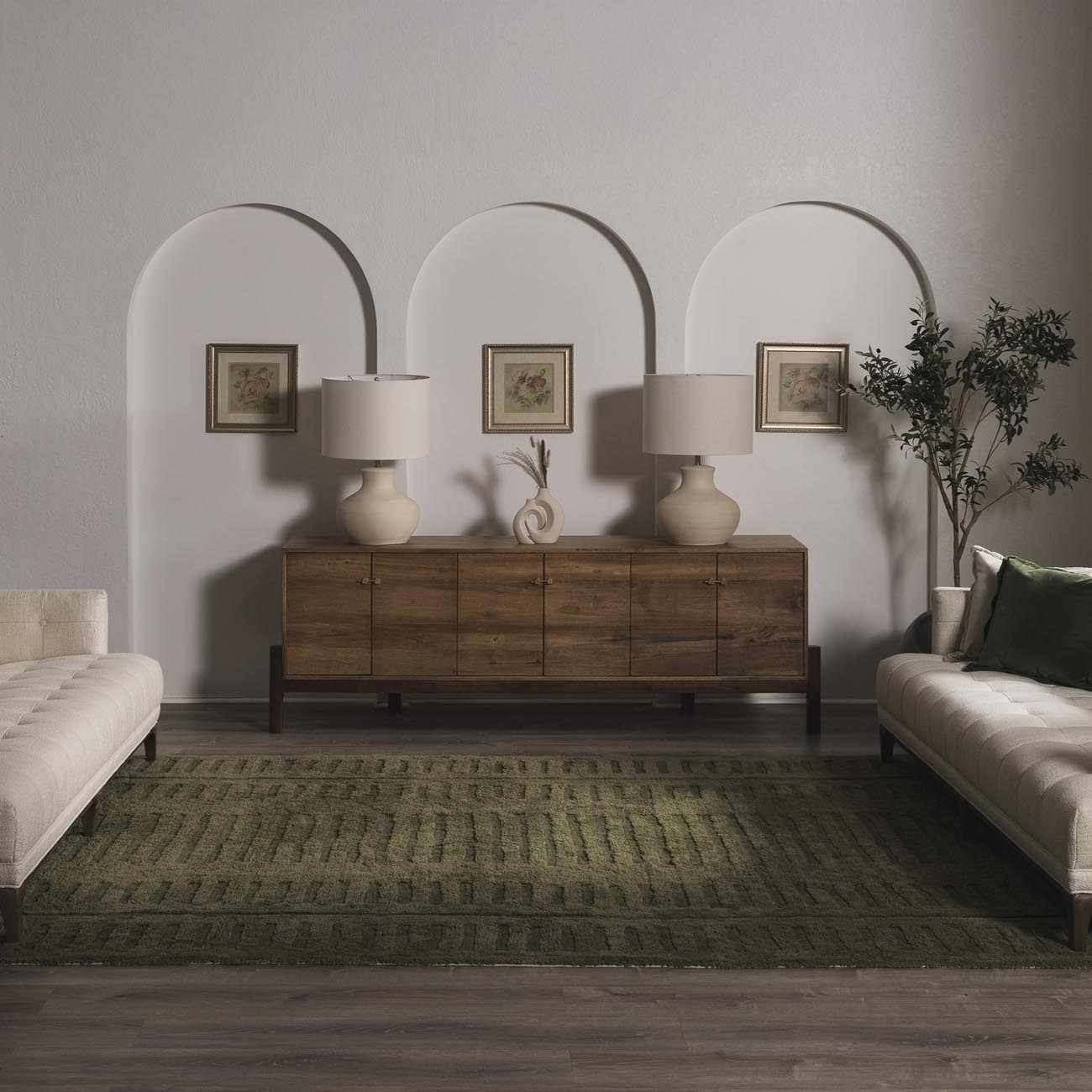 Hand Tufted Green Contemporary Style Wool Rug - Image 3