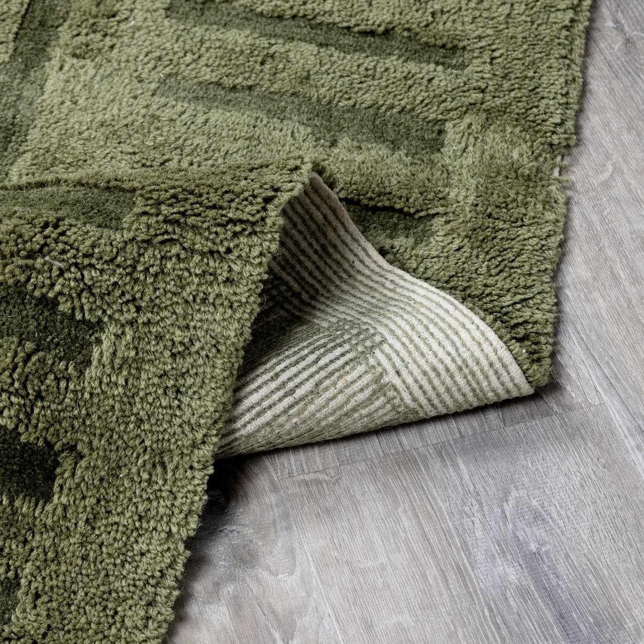 Hand Tufted Green Contemporary Style Wool Rug - Image 6
