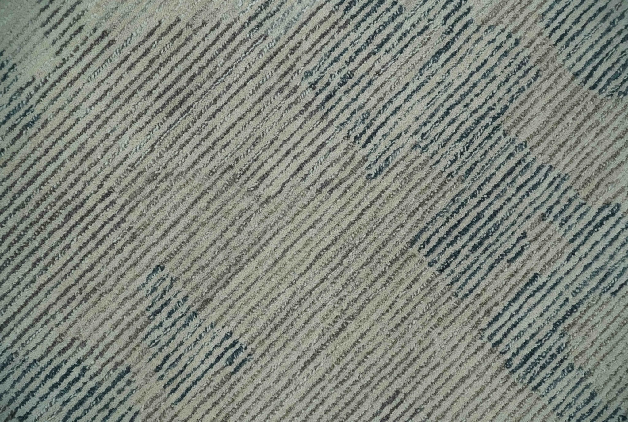 Custom Made Hand Tufted Ivory, Beige and Charcoal Modern Abstract Design Rug - Image 4