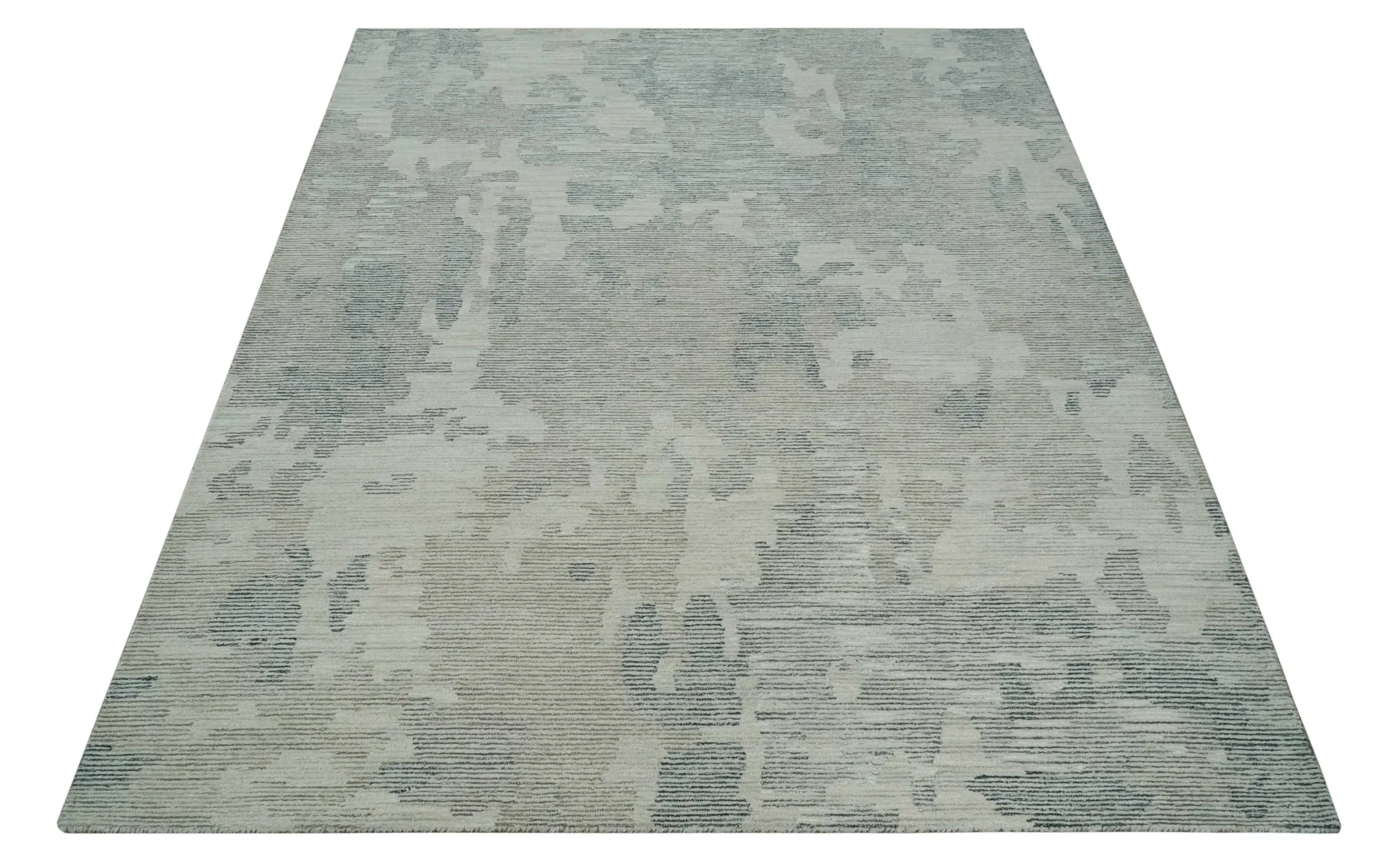 Custom Made Hand Tufted Ivory, Beige and Charcoal Modern Abstract Design Rug - Image 9