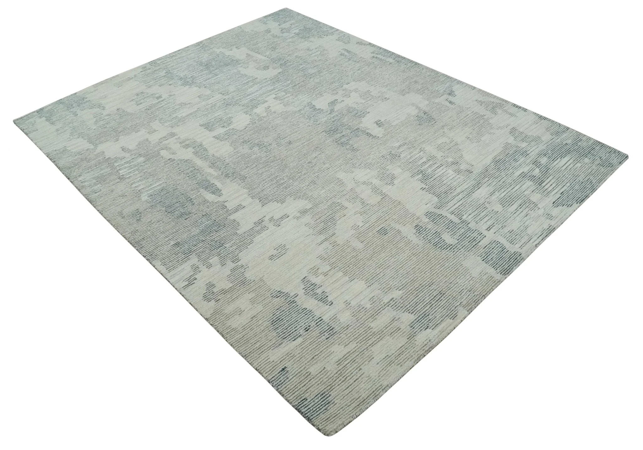 Hand Tufted Ivory, Beige and Charcoal Modern Abstract Design 8x10 Rug - Image 8