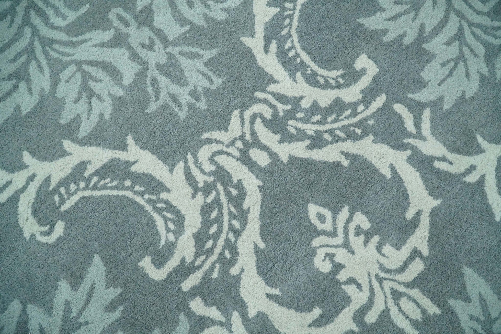 Hand Tufted Ivory, Gray and Blue Contemporary Design Wool Area Rug - Image 2