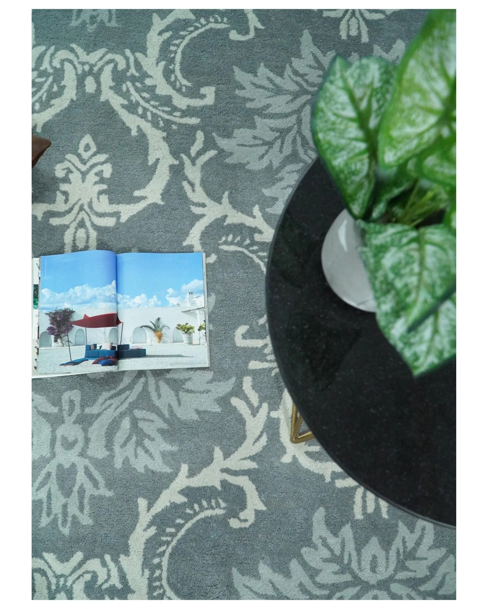 Hand Tufted Ivory, Gray and Blue Contemporary Design Wool Area Rug - Image 3