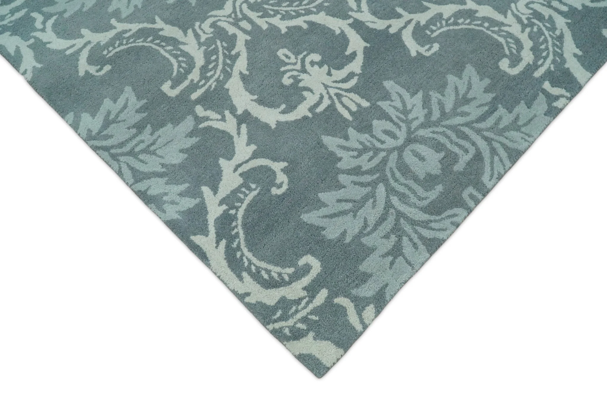 Hand Tufted Ivory, Gray and Blue Contemporary Design Wool Area Rug - Image 5