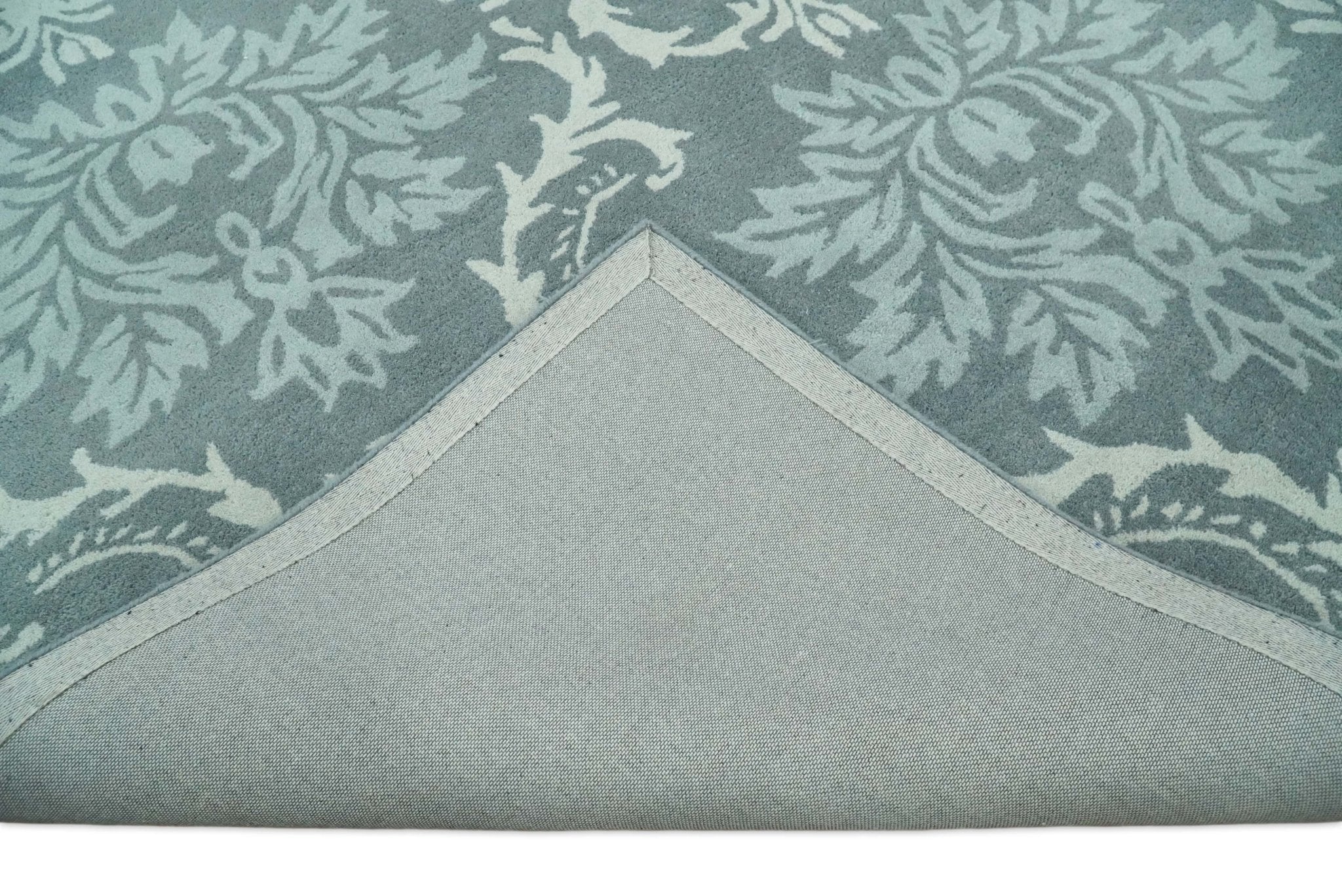 Hand Tufted Ivory, Gray and Blue Contemporary Design Wool Area Rug - Image 7