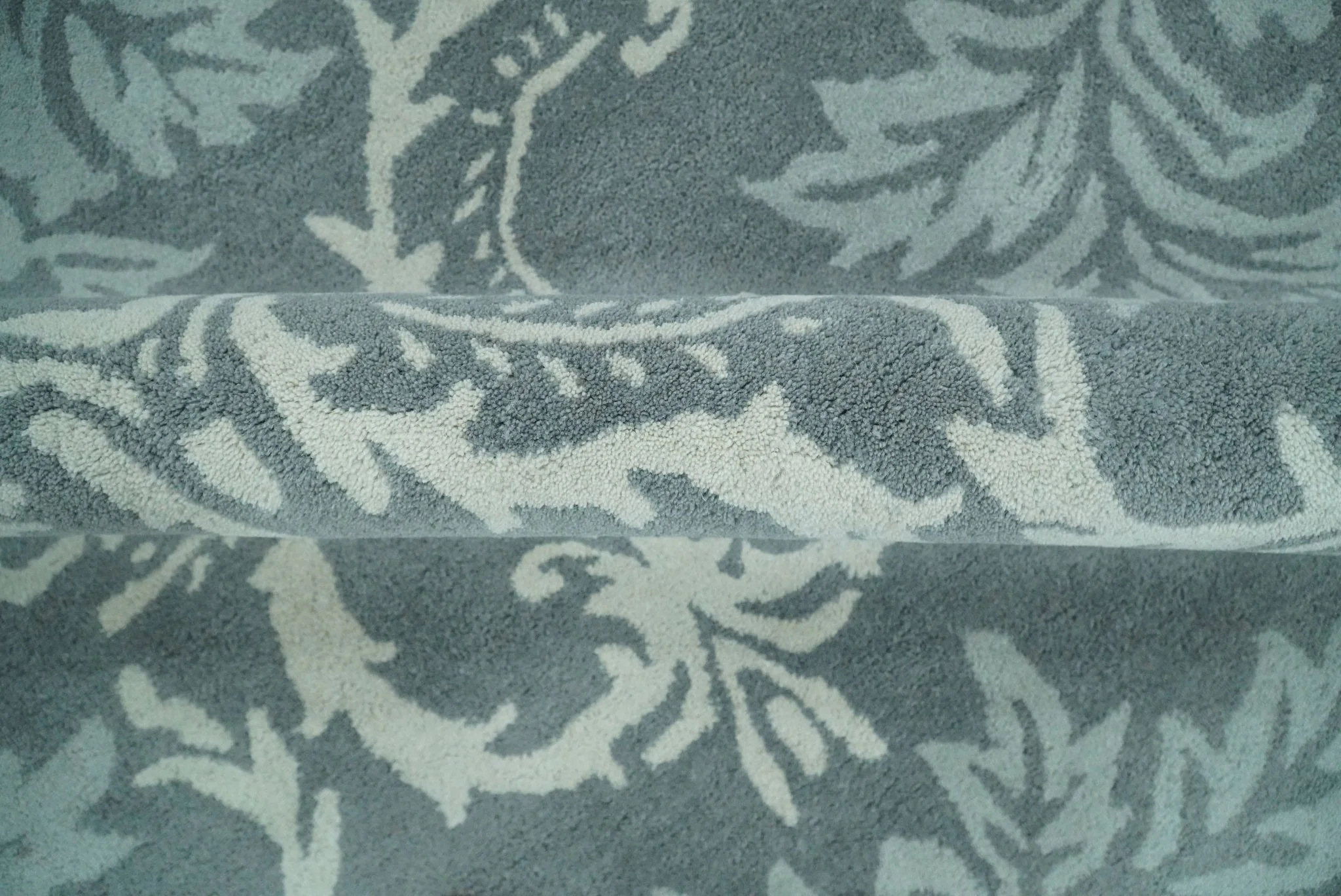 Hand Tufted Ivory, Gray and Blue Contemporary Design Wool Area Rug - Image 8