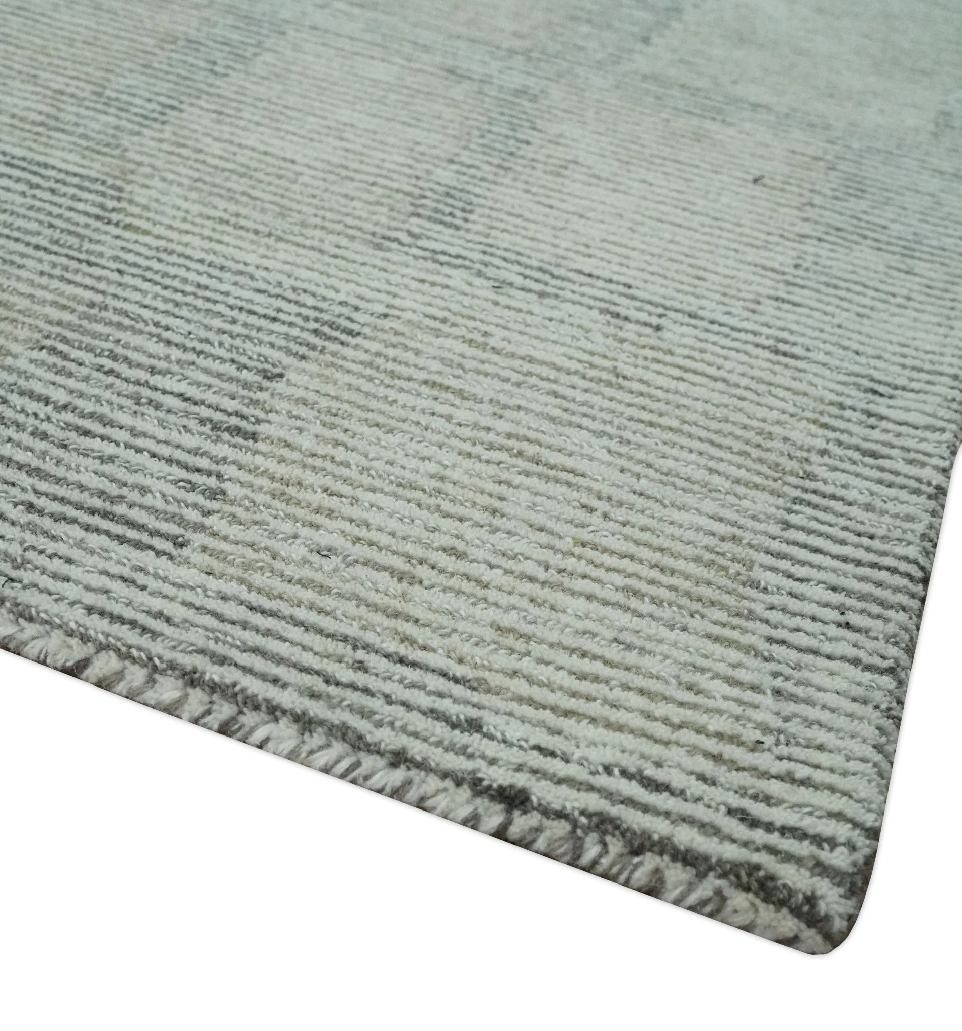 Hand Tufted 8x10 Ivory, Olive and Charcoal Modern Abstract Stripes Design Rug - Image 5
