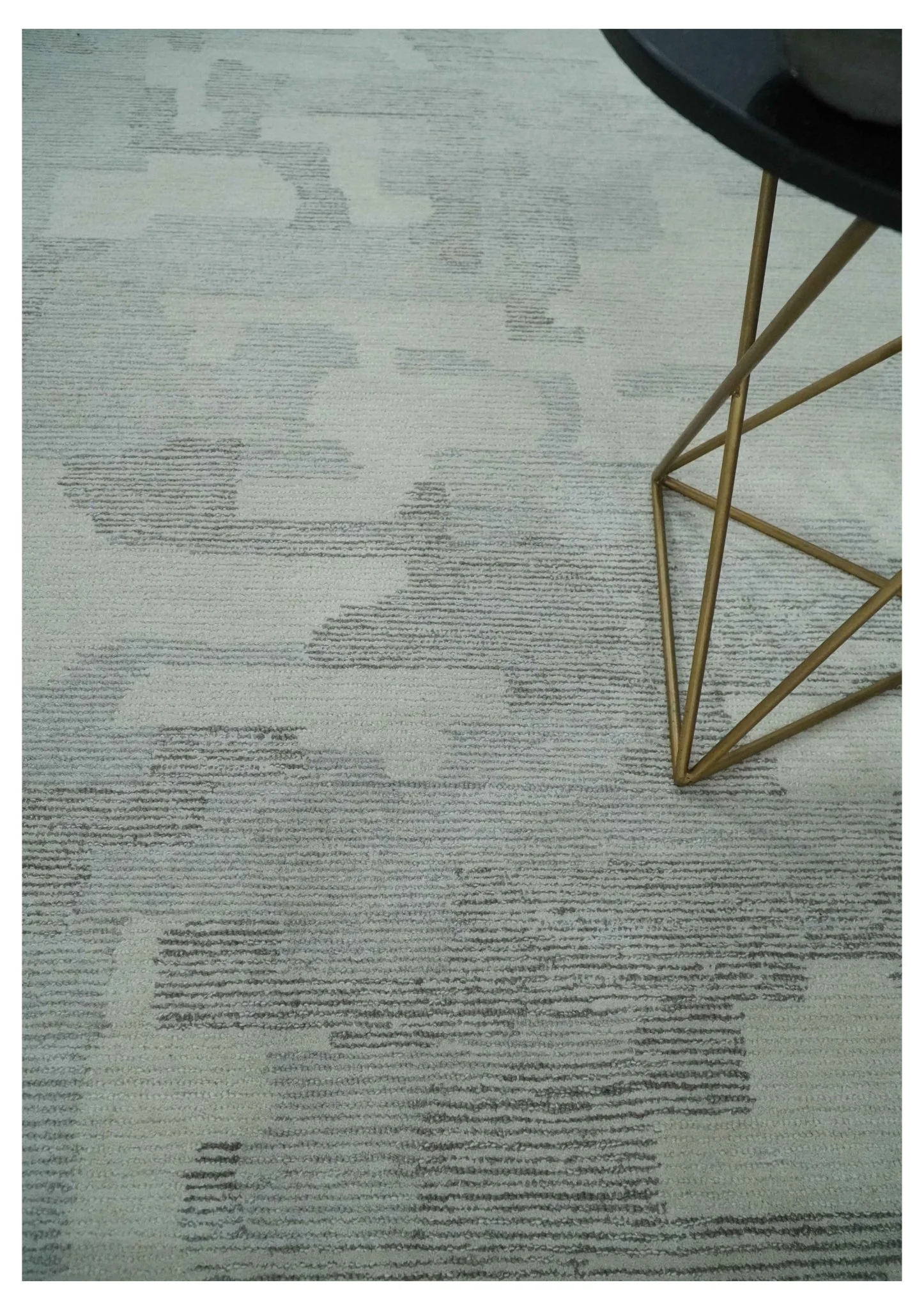 Hand Tufted Ivory, Silver and Blue Modern Abstract Custom Made wool Rug - Image 2