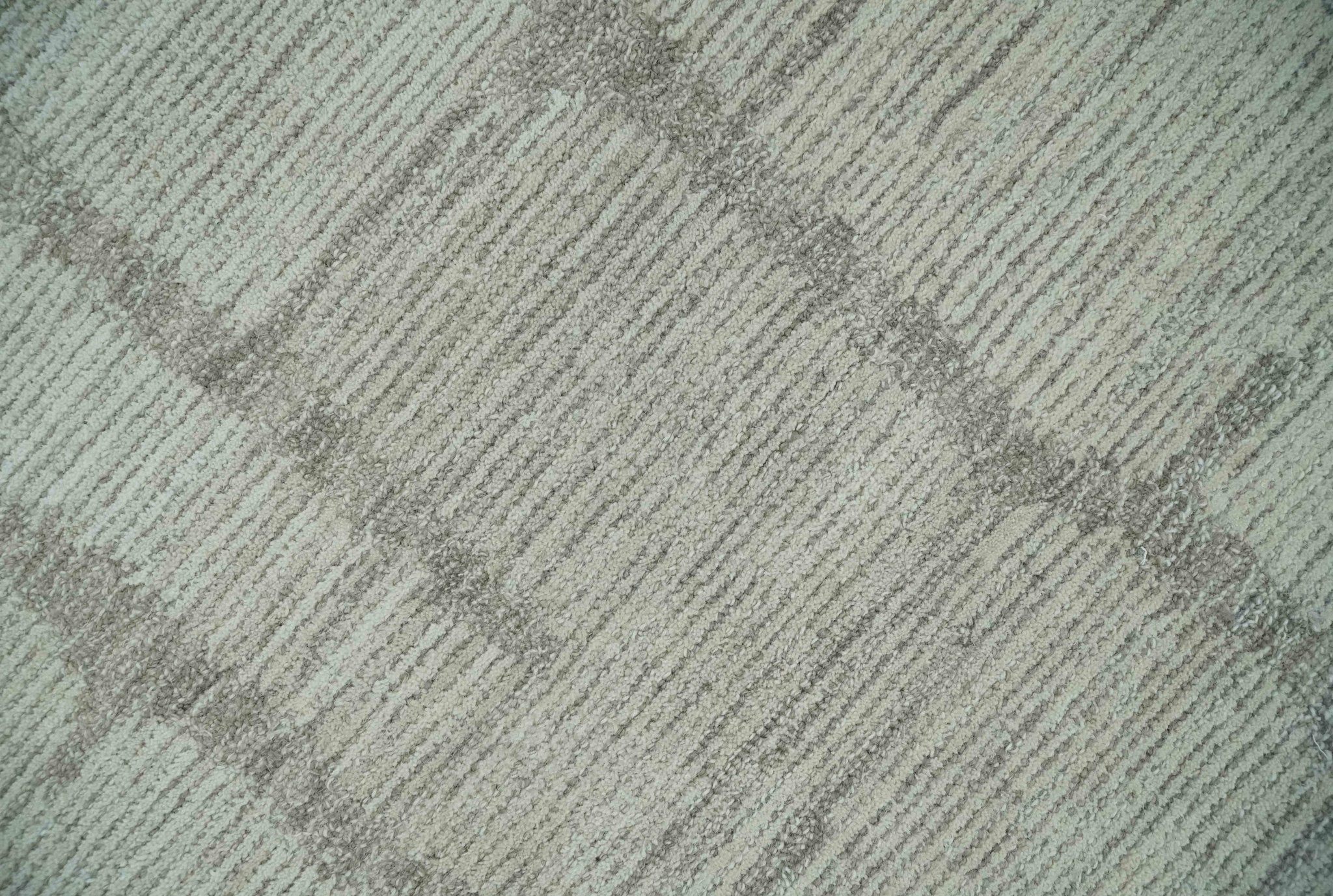 Earthy Modern Stripes Design Custom Made Ivory, Silver and Gray Hand Tufted Rug - Image 4