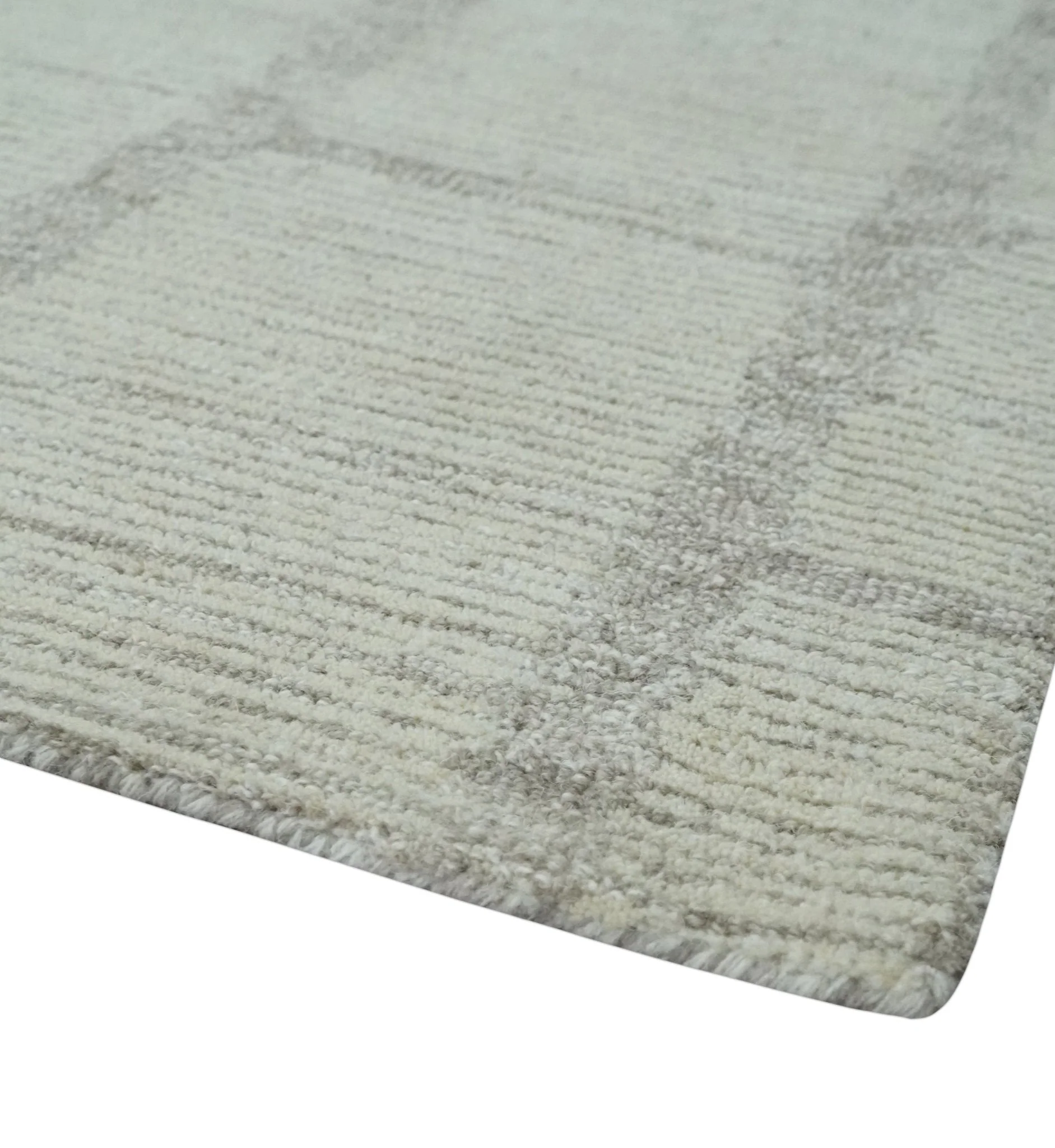 Earthy Modern Stripes Design Custom Made Ivory, Silver and Gray Hand Tufted Rug - Image 5