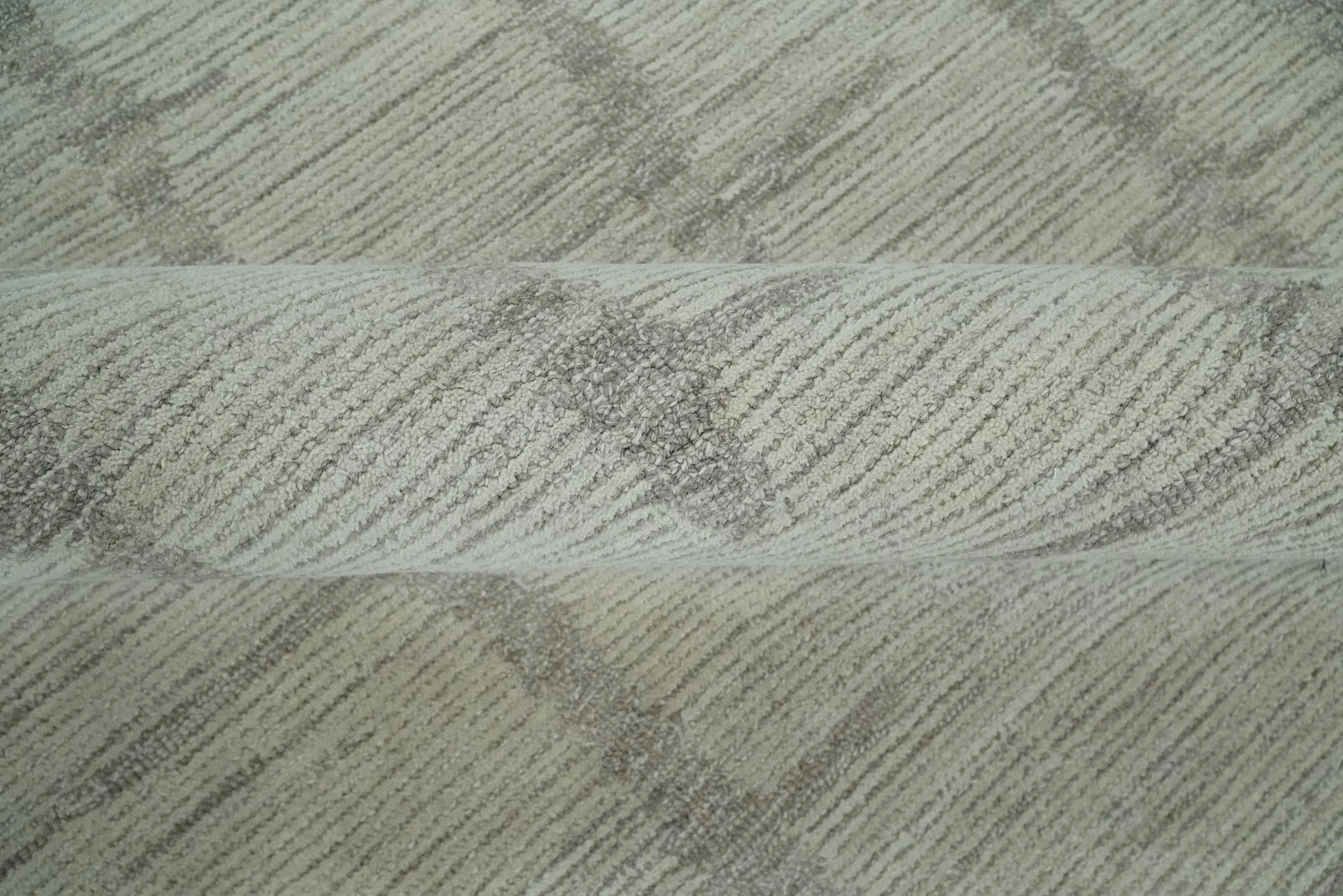 Earthy Modern Stripes Design Custom Made Ivory, Silver and Gray Hand Tufted Rug - Image 7