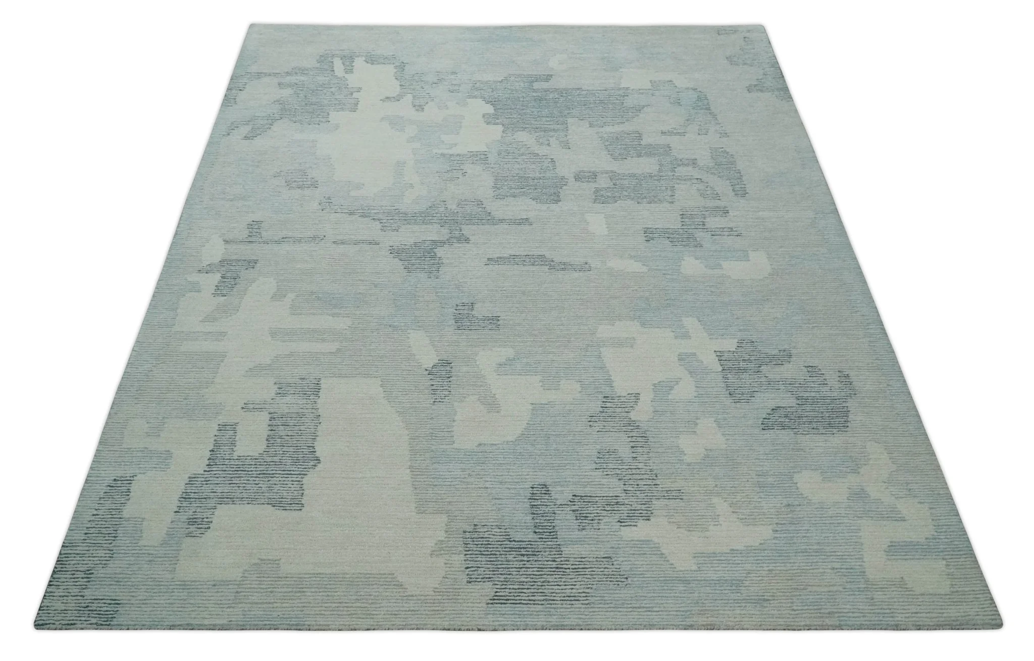 Custom Made Hand Tufted Ivory, Silver, Gray and Charcoal Modern Abstract Design Rug - Image 10