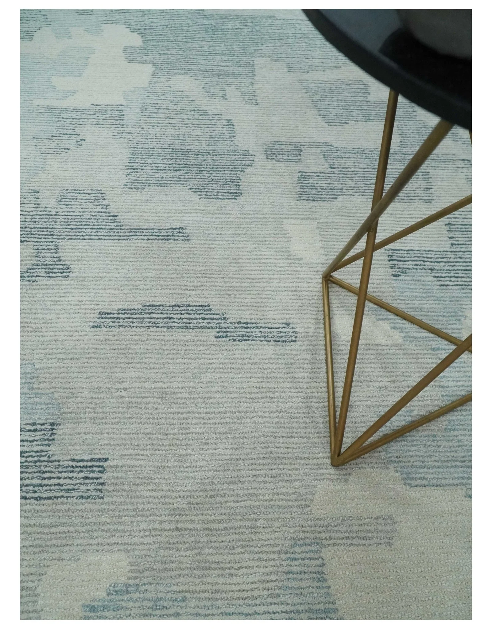 Custom Made Hand Tufted Ivory, Silver, Gray and Charcoal Modern Abstract Design Rug - Image 2