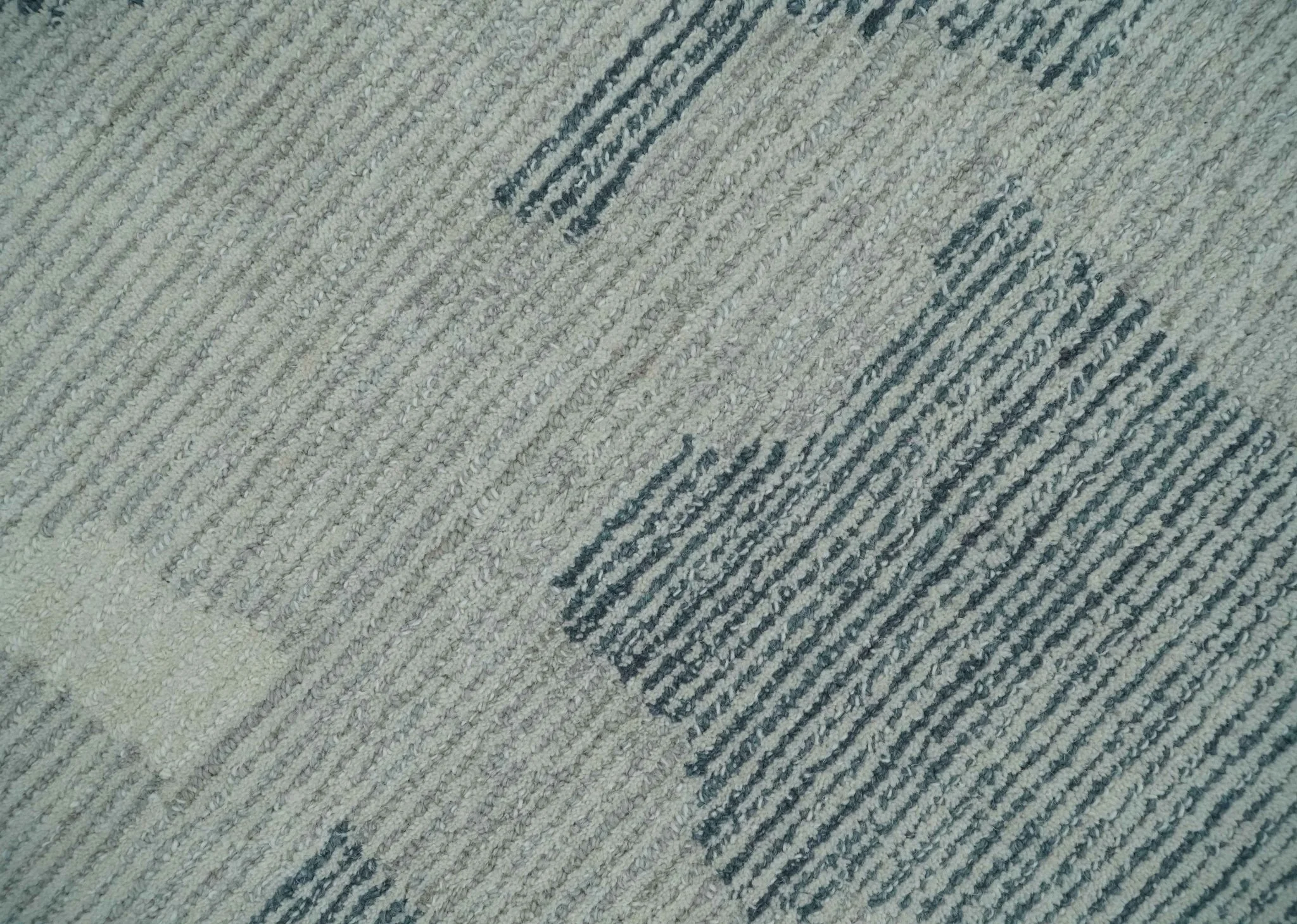 Custom Made Hand Tufted Ivory, Silver, Gray and Charcoal Modern Abstract Design Rug - Image 4