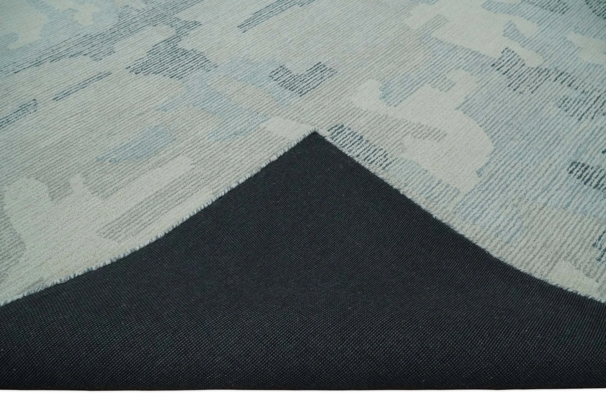 Custom Made Hand Tufted Ivory, Silver, Gray and Charcoal Modern Abstract Design Rug - Image 6