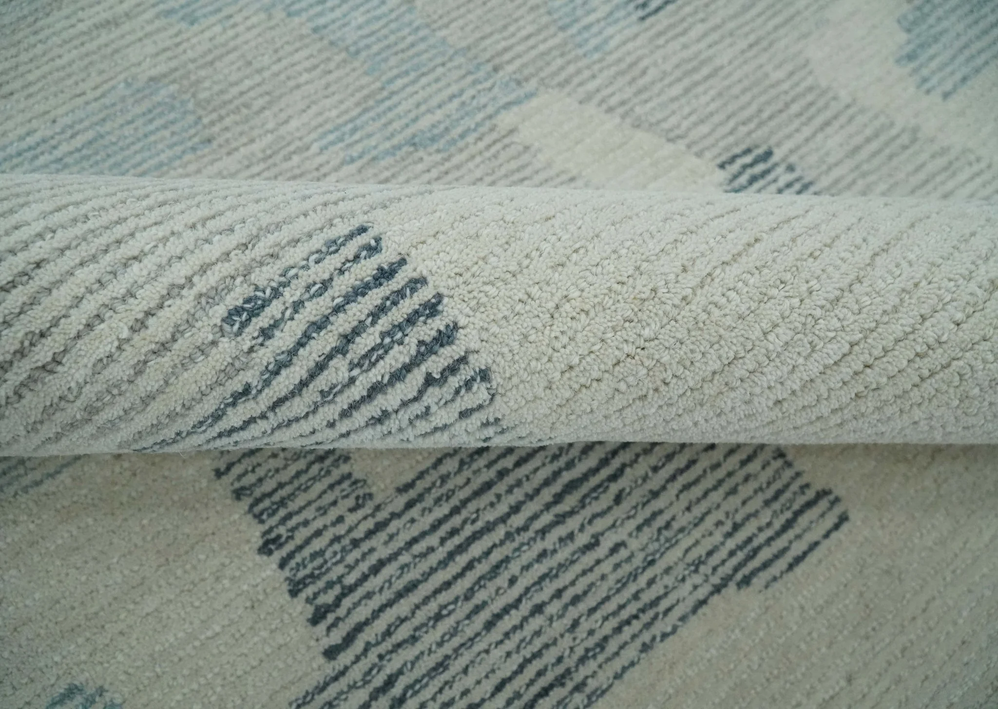 Custom Made Hand Tufted Ivory, Silver, Gray and Charcoal Modern Abstract Design Rug - Image 7