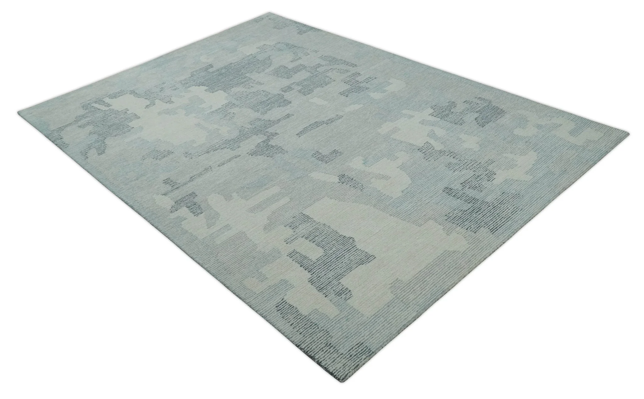 Custom Made Hand Tufted Ivory, Silver, Gray and Charcoal Modern Abstract Design Rug - Image 9
