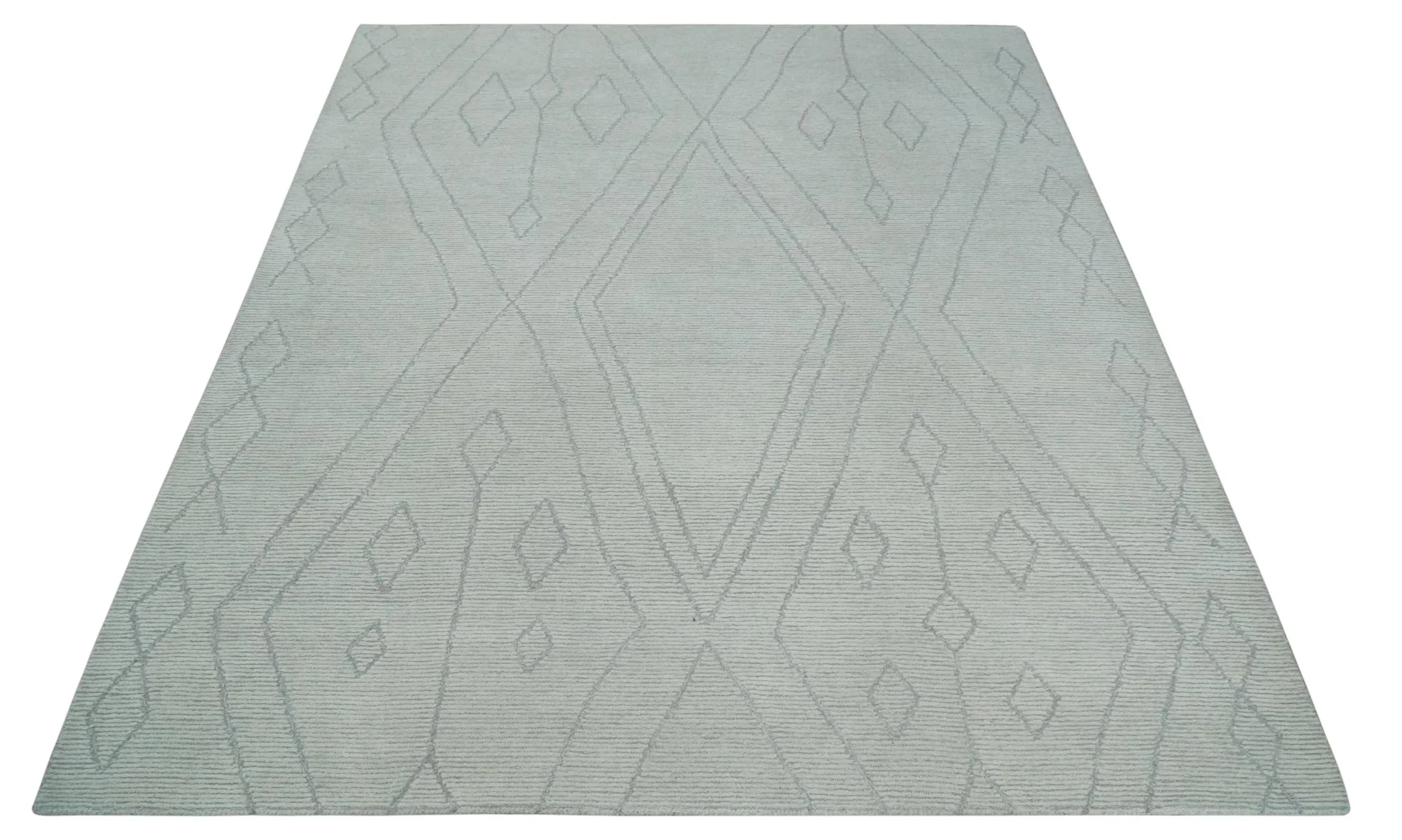 Hand Tufted Ivory Traditional Geometrical Moroccan Design Custom Made Rug - Image 10