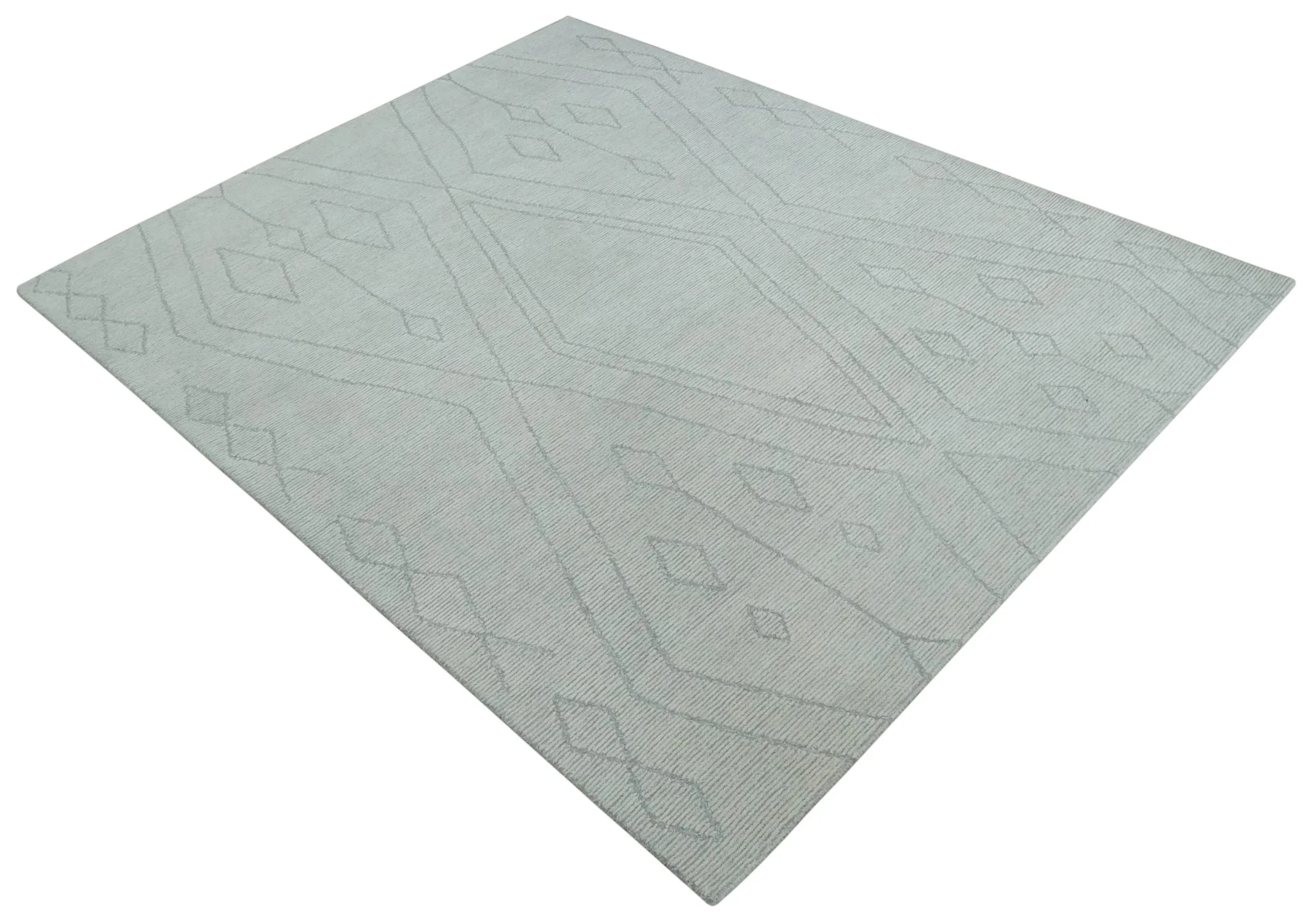 Hand Tufted Ivory Traditional Geometrical Moroccan Design Custom Made Rug - Image 9