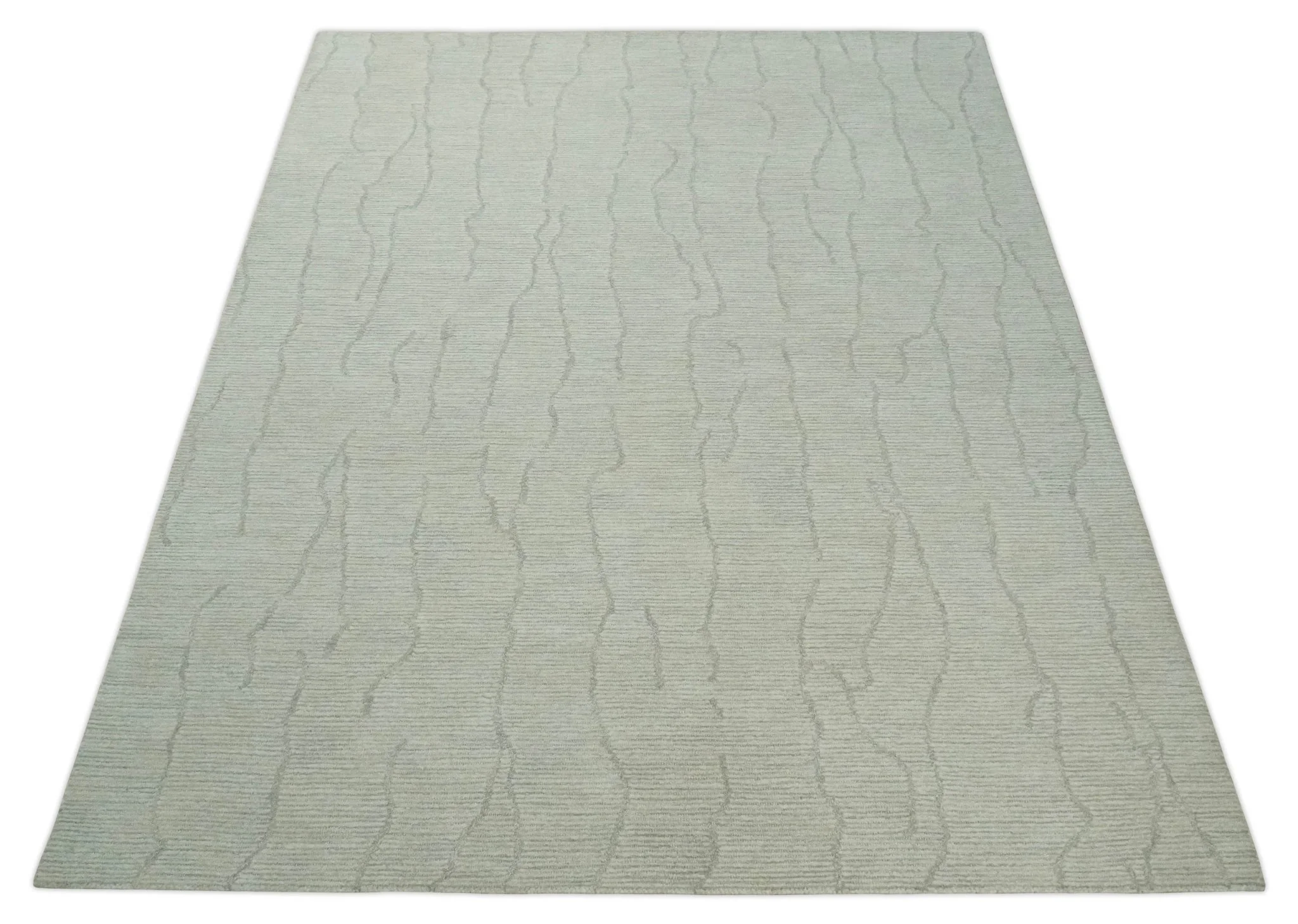 Earthy Neutral Custom Made Hand Tufted Multi Size Woolen Modern Ivory and Beige Area Rug - Image 10