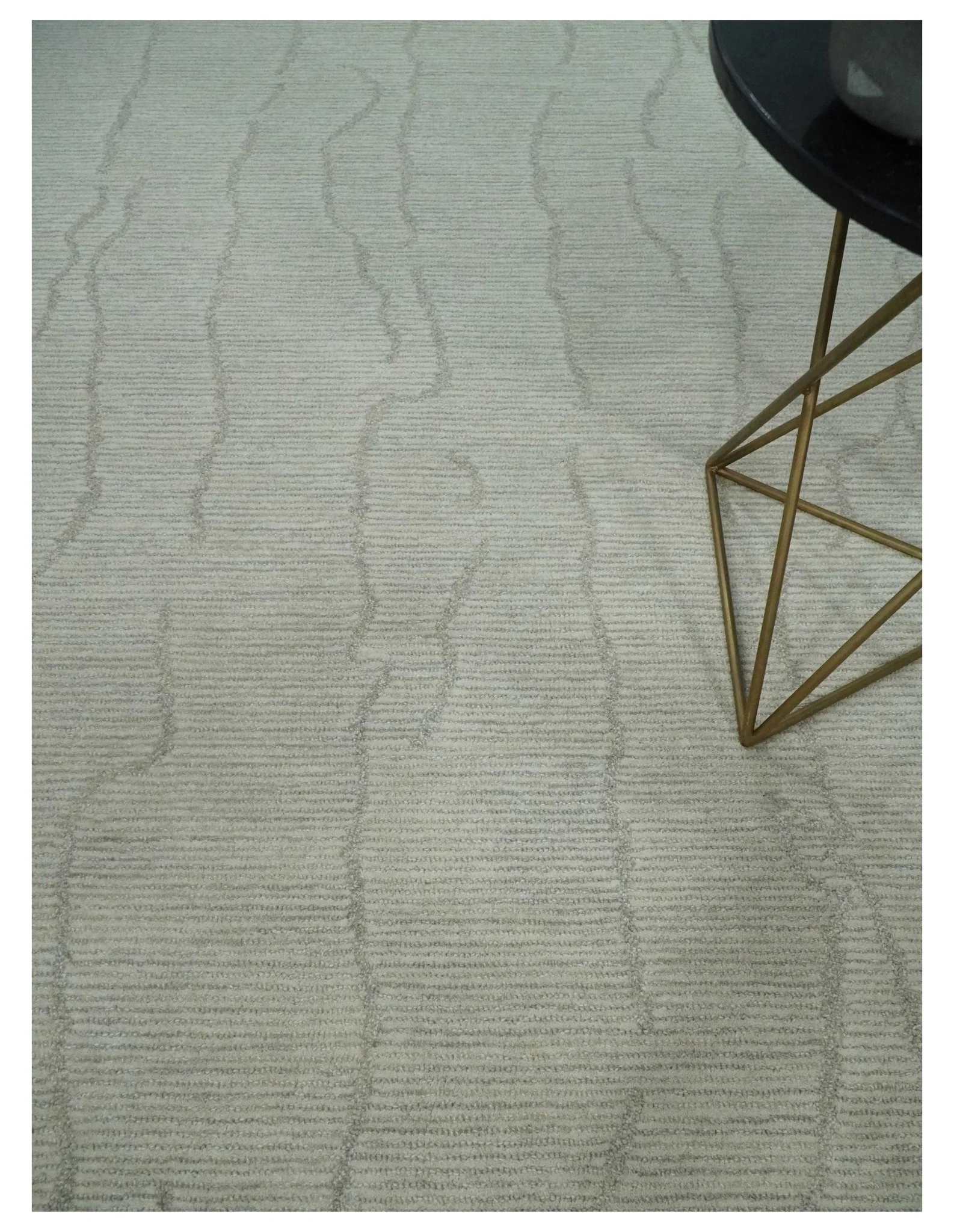Earthy Neutral Custom Made Hand Tufted Multi Size Woolen Modern Ivory and Beige Area Rug - Image 2