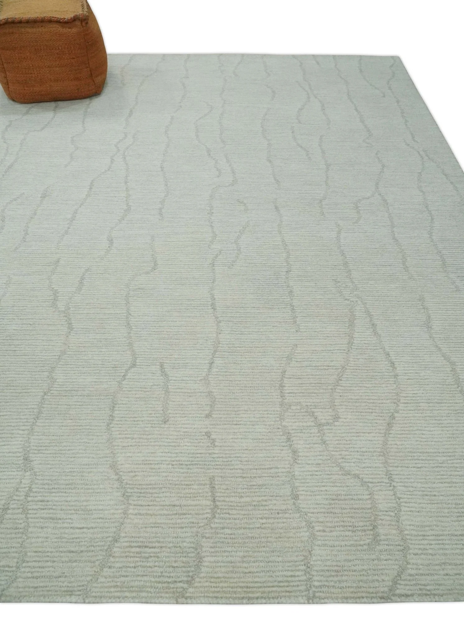 Earthy Neutral Custom Made Hand Tufted Multi Size Woolen Modern Ivory and Beige Area Rug - Image 3
