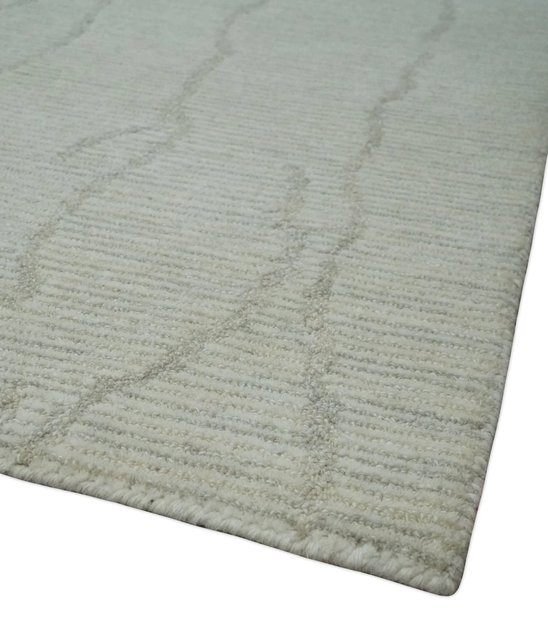 Earthy Neutral Custom Made Hand Tufted Multi Size Woolen Modern Ivory and Beige Area Rug - Image 5