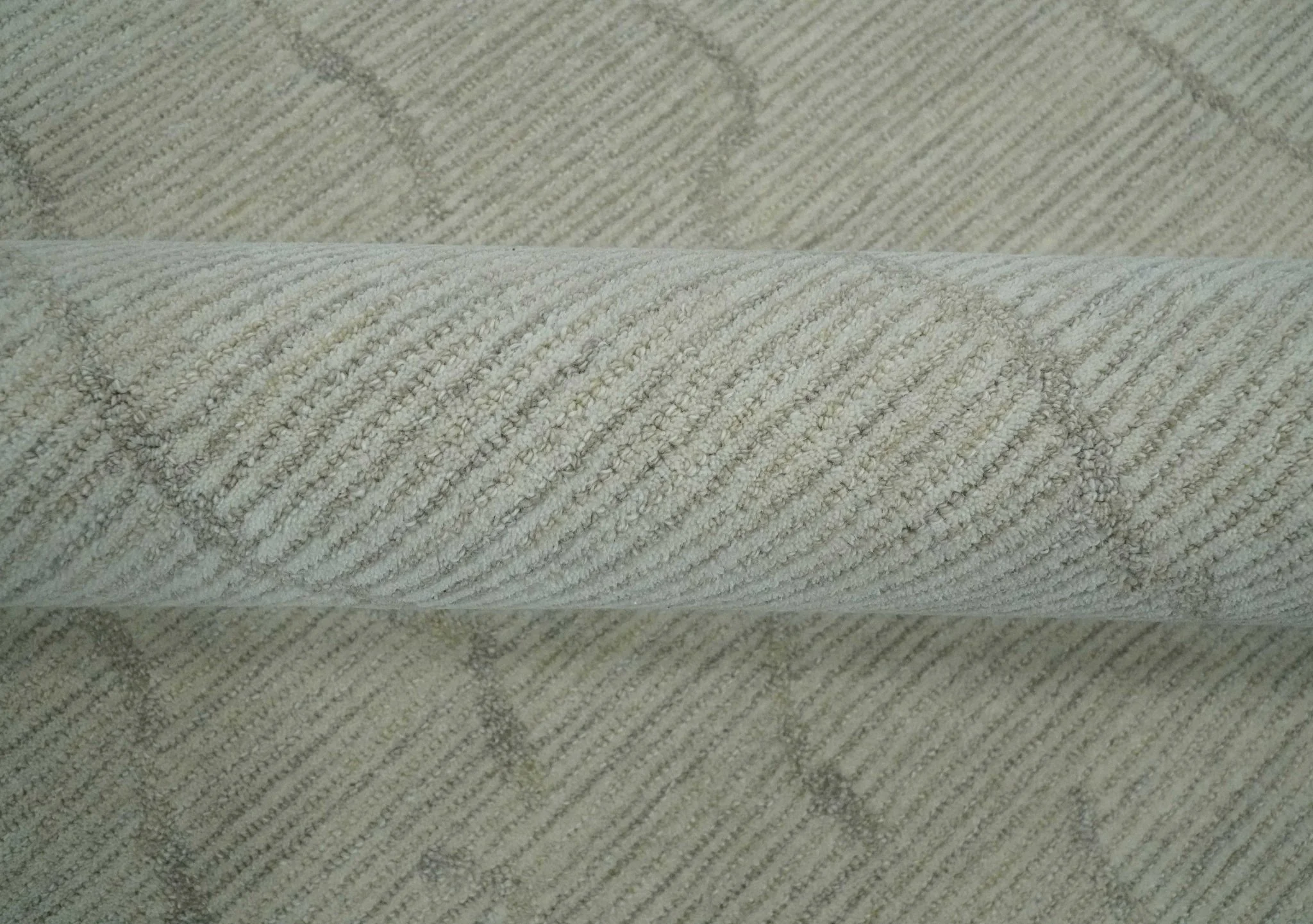 Earthy Neutral Custom Made Hand Tufted Multi Size Woolen Modern Ivory and Beige Area Rug - Image 6