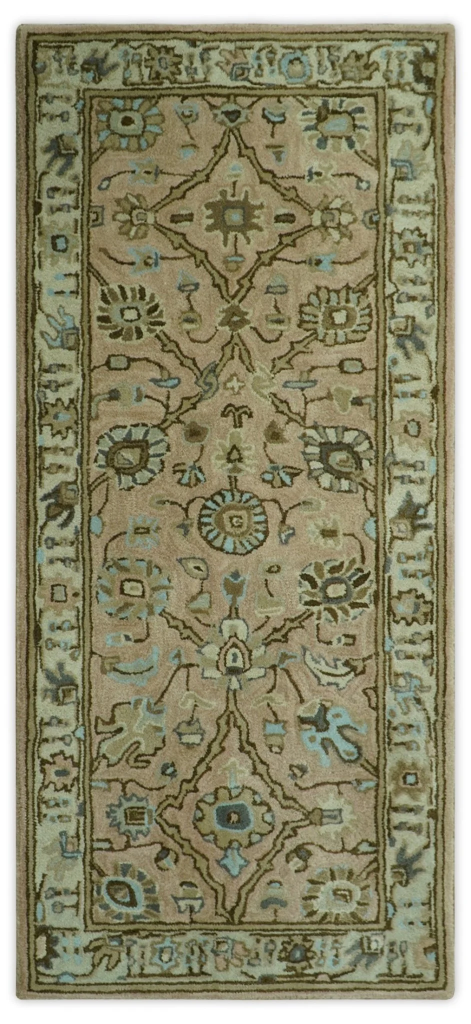 Custom Made Hand Tufted Peach Pink and Ivory Modern Colorful Oushak Rug, Kids, Living Room and Bedroom Rug - Image 11