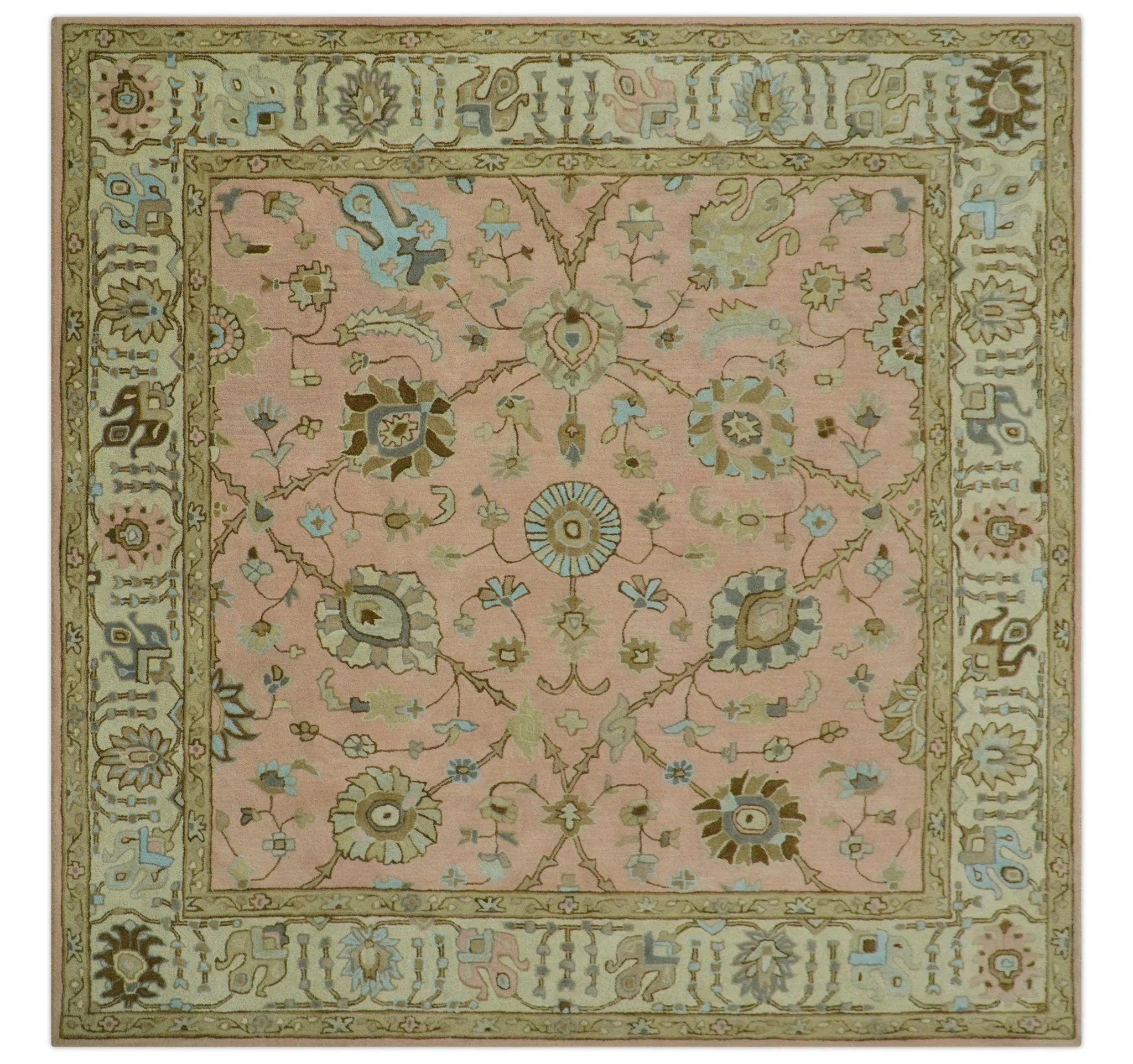 Custom Made Hand Tufted Peach Pink and Ivory Modern Colorful Oushak Rug, Kids, Living Room and Bedroom Rug - Image 12