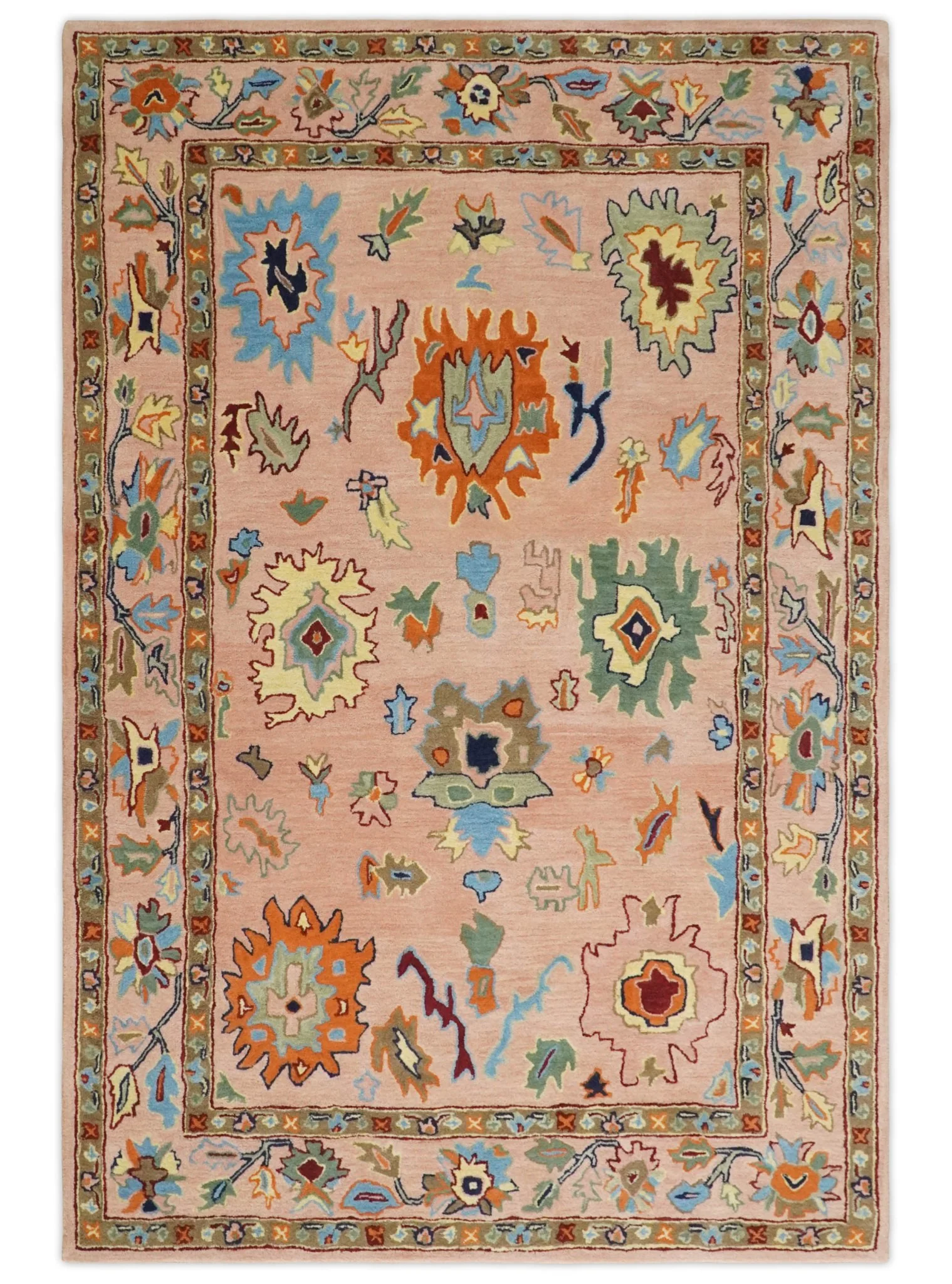 Ready to Ship Hand Tufted Pink Modern Colorful Oushak Rug, Kids, Living Room Rug - Image 11