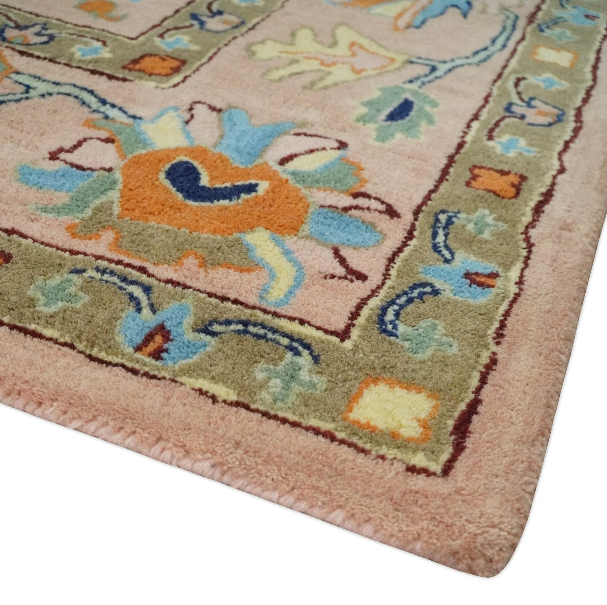 Ready to Ship Hand Tufted Pink Modern Colorful Oushak Rug, Kids, Living Room Rug - Image 5