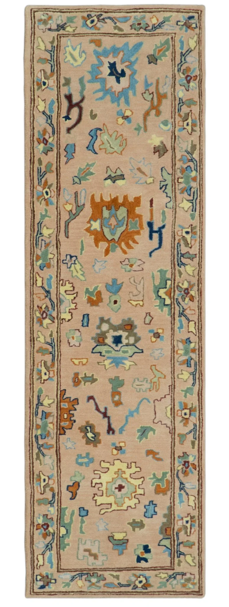 Hand Tufted Pink Peach and Gold Modern Colorful Oushak Rug, Kids, Living Room and Bedroom Rug | TRD6461 - Image 14